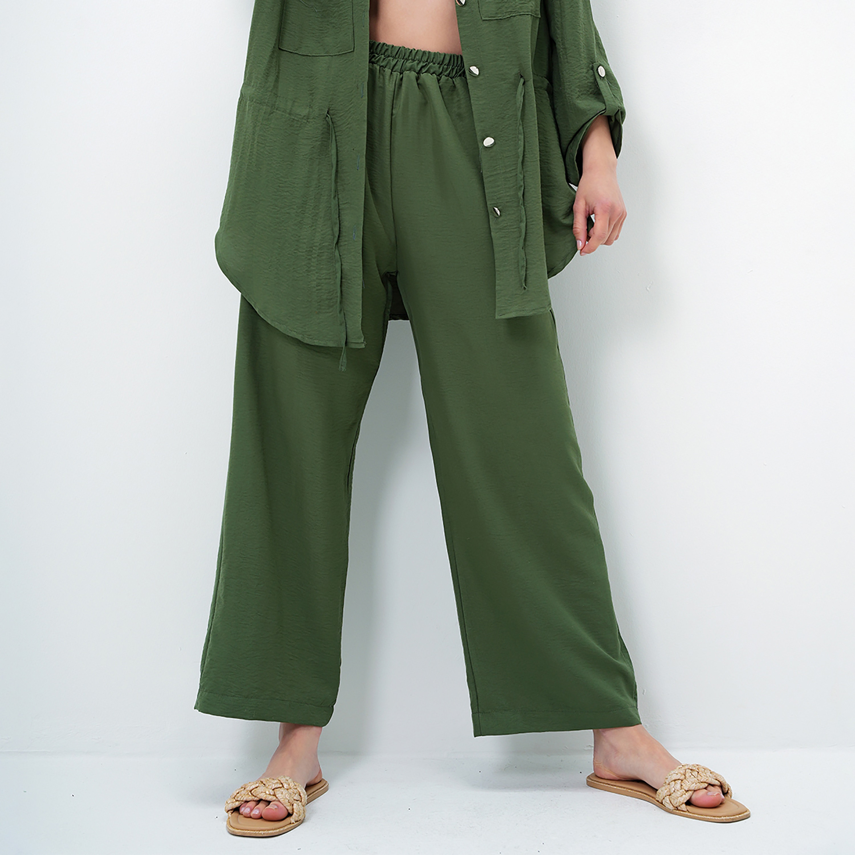 تريند ألاجاتي ستايل طقم قميص وبنطلون نسائي من القطن المحبّك بياقة وأكمام ساقطة-women-clothing-coordsets-image-3