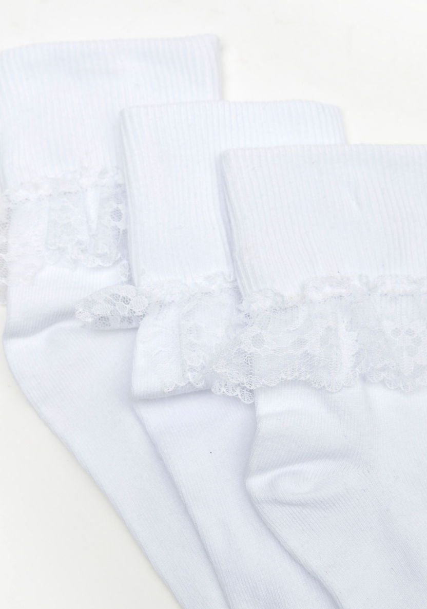 Textured Crew Length Socks with Lace Detail - Set of 3-Girl%27s Socks & Tights-image-2
