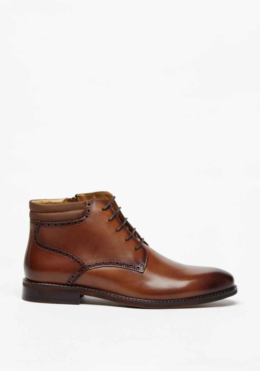 Shop Duchini Men's Perforated Chukka Boots with Lace Detail and Zip ...
