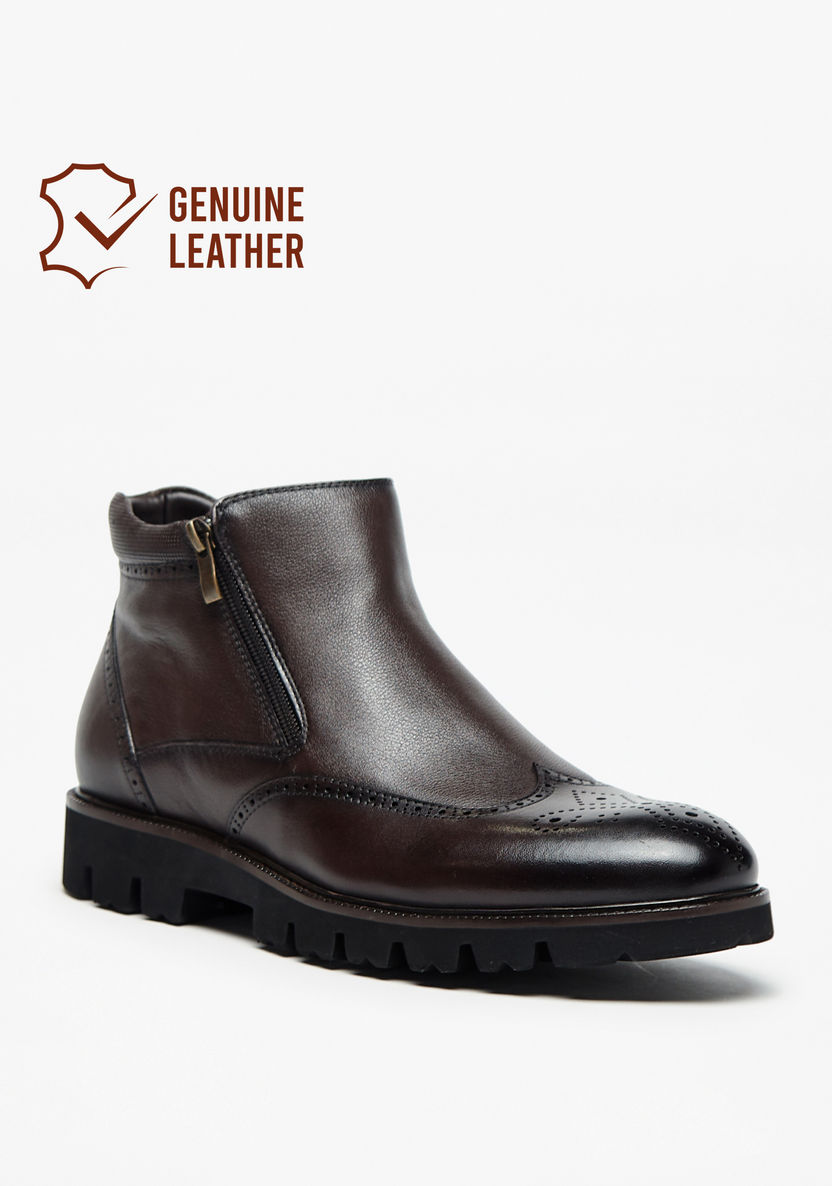 Shop Duchini Men's Perforated Chukka Boots with Zip Closure Online ...