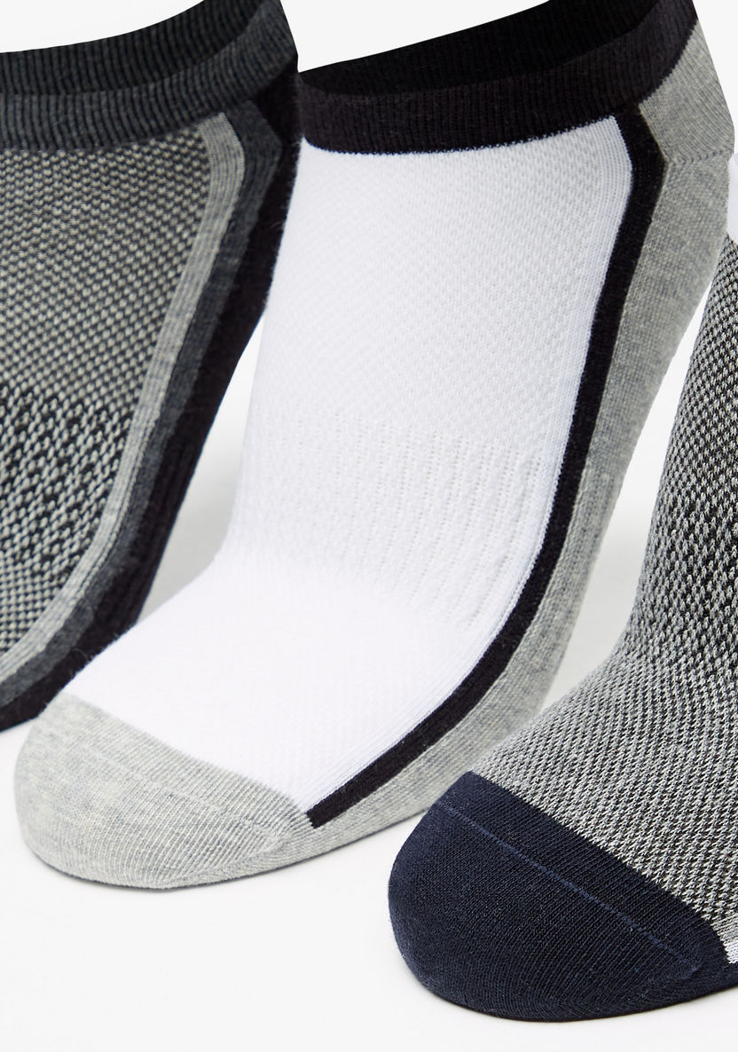 Dash Textured Ankle Length Sports Socks - Set of 3-Men%27s Socks-image-1