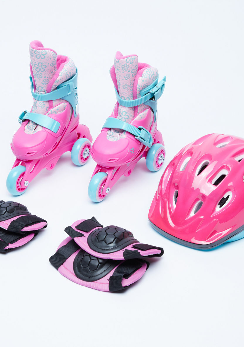 Juniors Adjustable 3-Wheel Skates and Protective Gear Set-Outdoor Activity-image-0