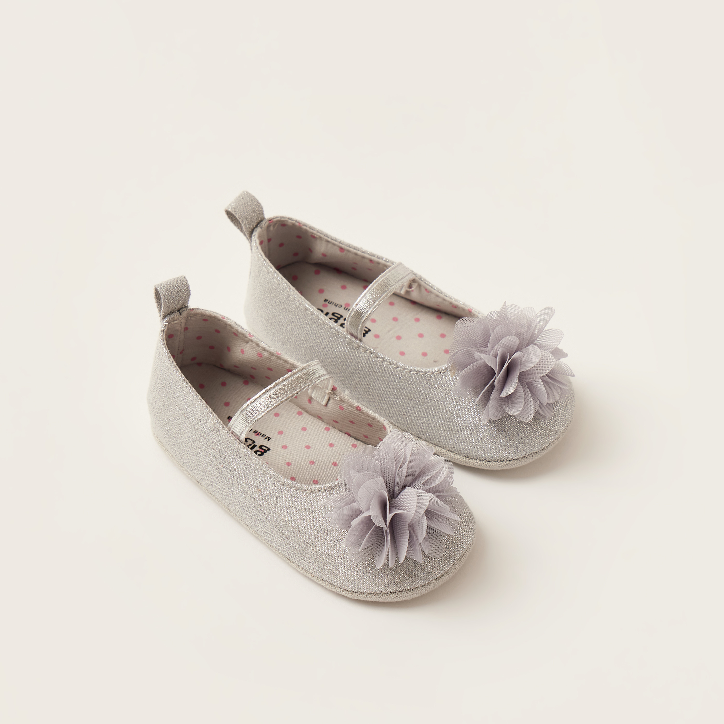 حذاء سهل الارتداء بارز الملمس بجليتر وتفاصيل زخارف من جيجلز-baby-girls-shoes-booties-image-2