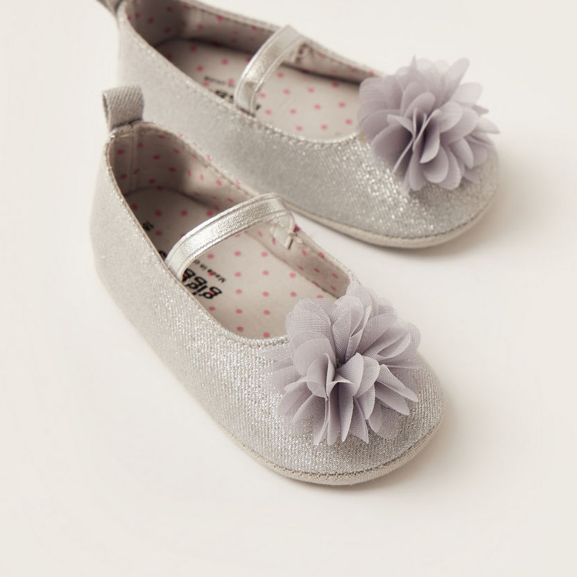 Giggles Glitter Textured Slip-On Shoes with Applique Detail-Booties-image-2