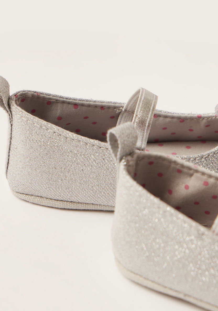 Giggles Glitter Textured Slip-On Shoes with Applique Detail-Booties-image-3
