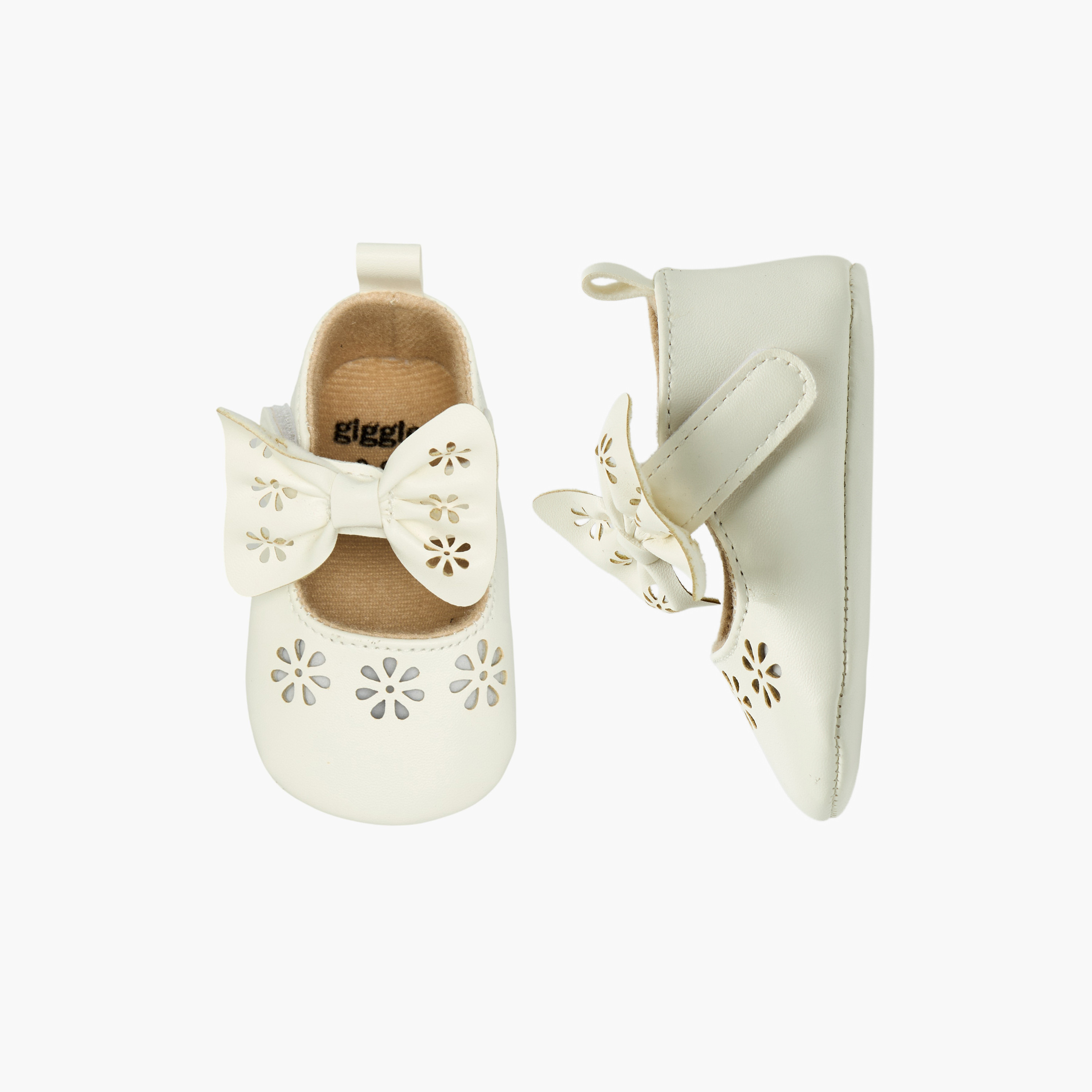 Giggles Booties with Hook and Loop Closure, Cutout Detail-baby-girls-shoes-booties-image-1