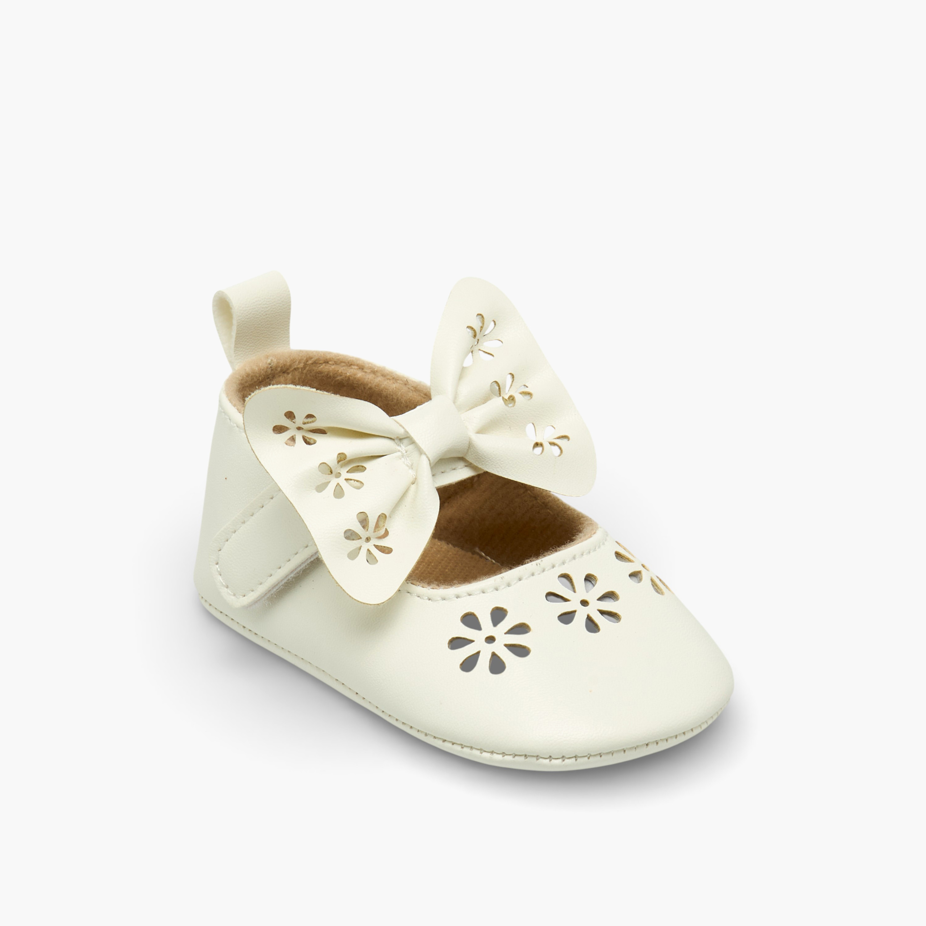 Giggles Booties with Hook and Loop Closure, Cutout Detail-baby-girls-shoes-booties-image-2