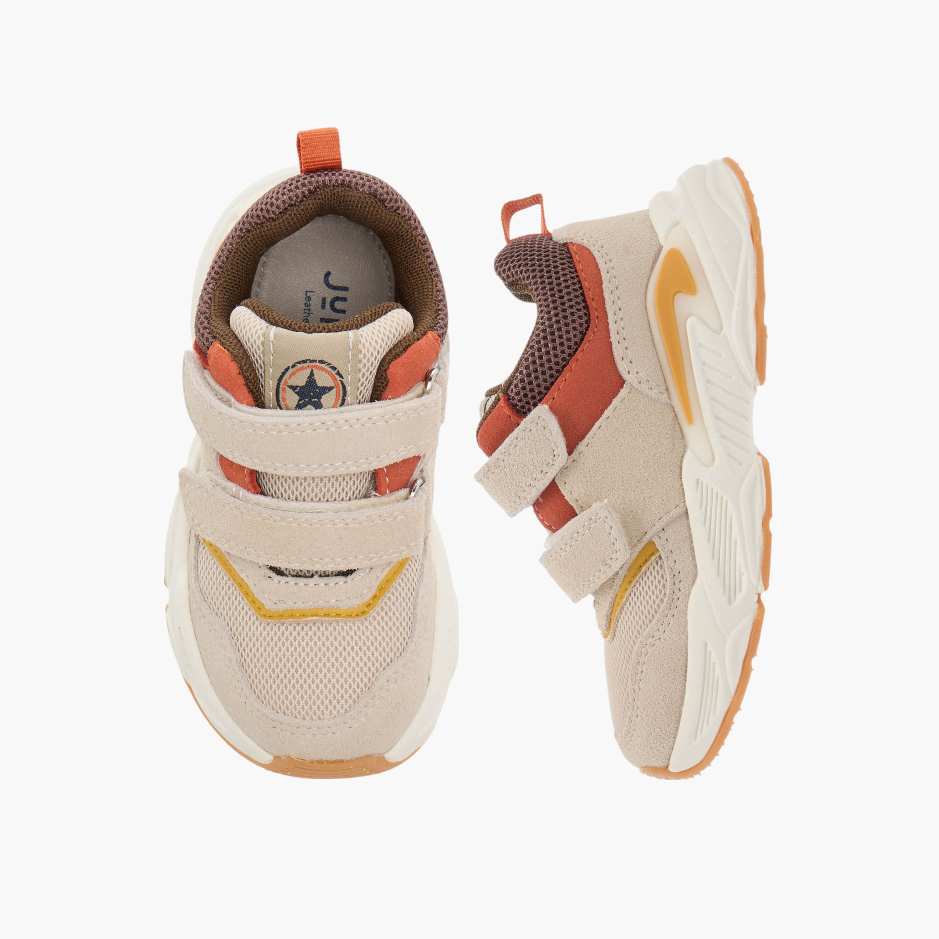 Juniors Textured Sneakers with Hook and Loop Closure-boys-shoes-sneakers-image-6