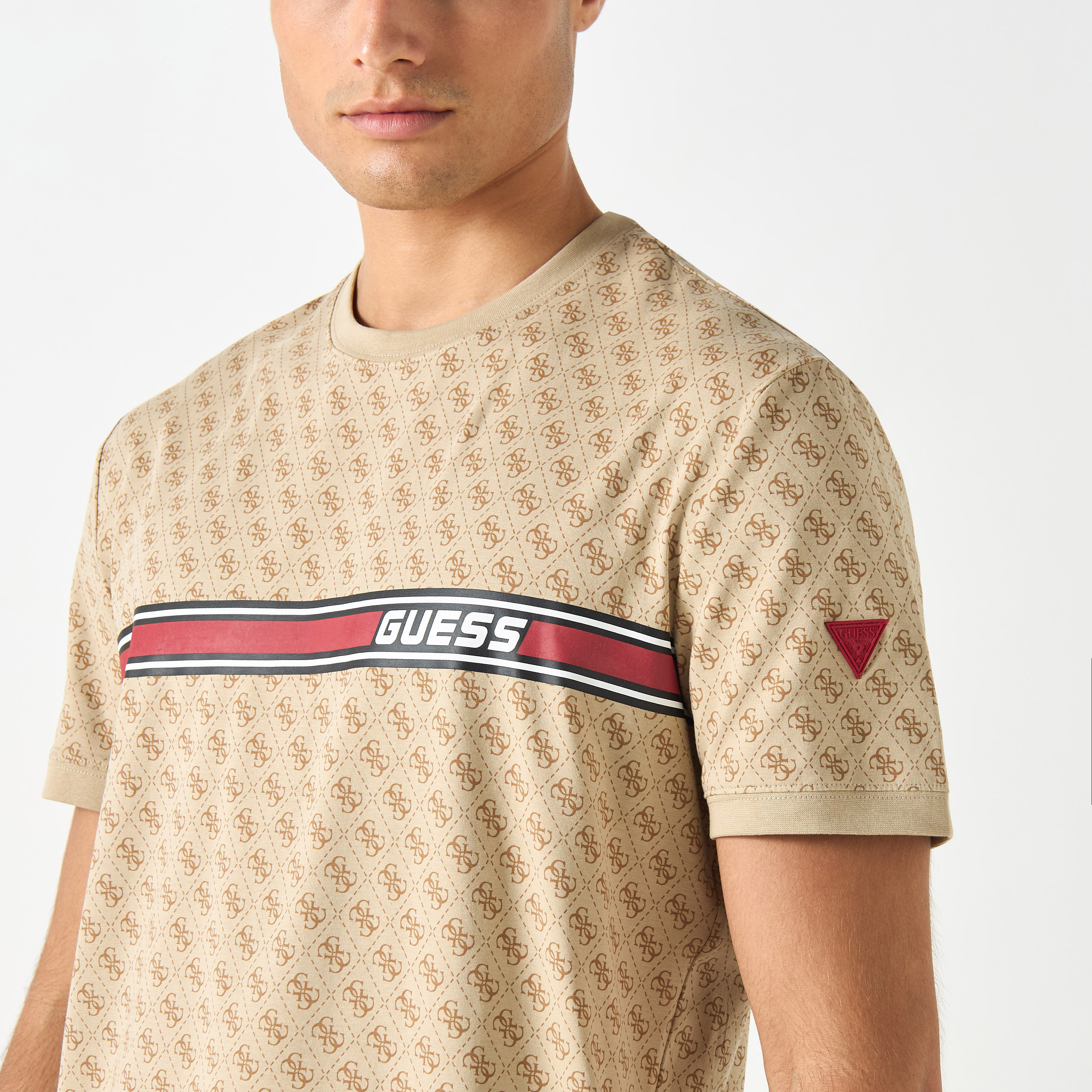 Guess All-Over Monogram Print Crew Neck T-shirt with Short Sleeves-men-clothing-tshirtsandpolos-tshirts-image-4
