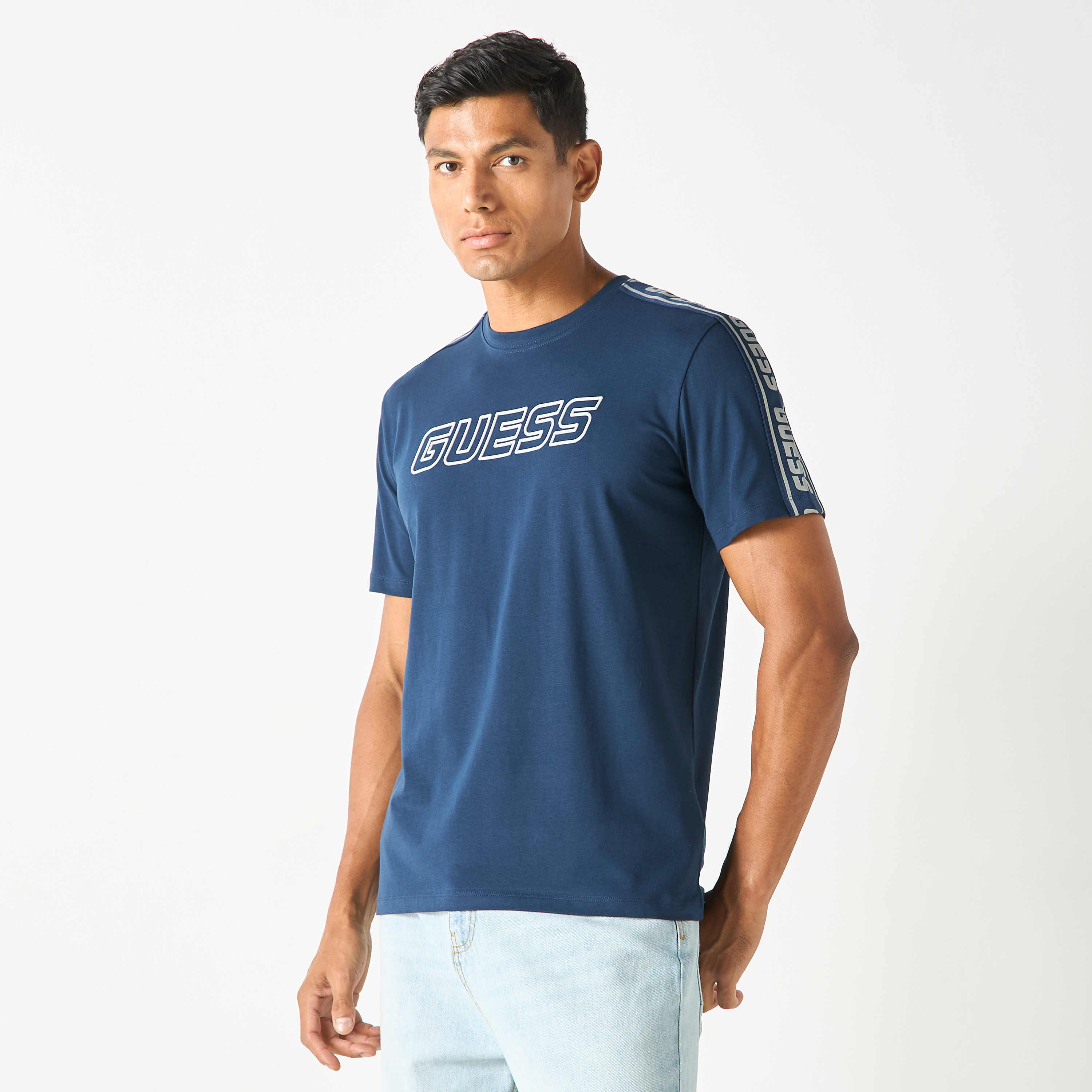 Guess Logo Print Crew Neck T-shirt with Short Sleeves-men-clothing-tshirtsandpolos-tshirts-image-7
