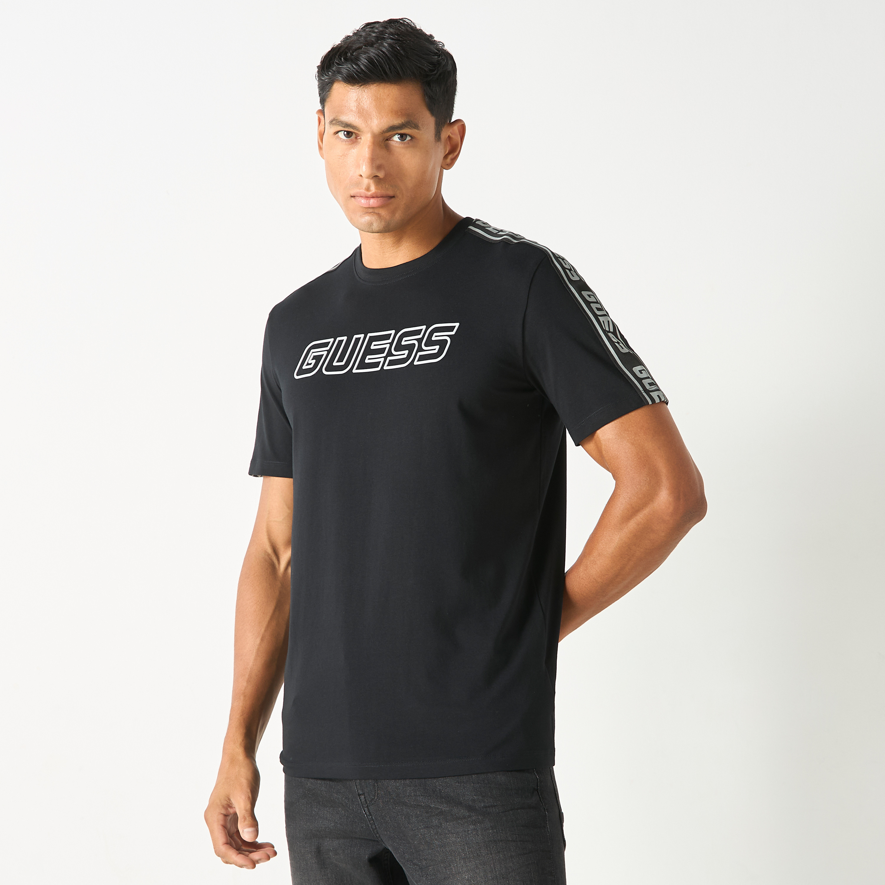 Guess Logo Print Crew Neck T-shirt with Short Sleeves-men-clothing-tshirtsandpolos-tshirts-image-13
