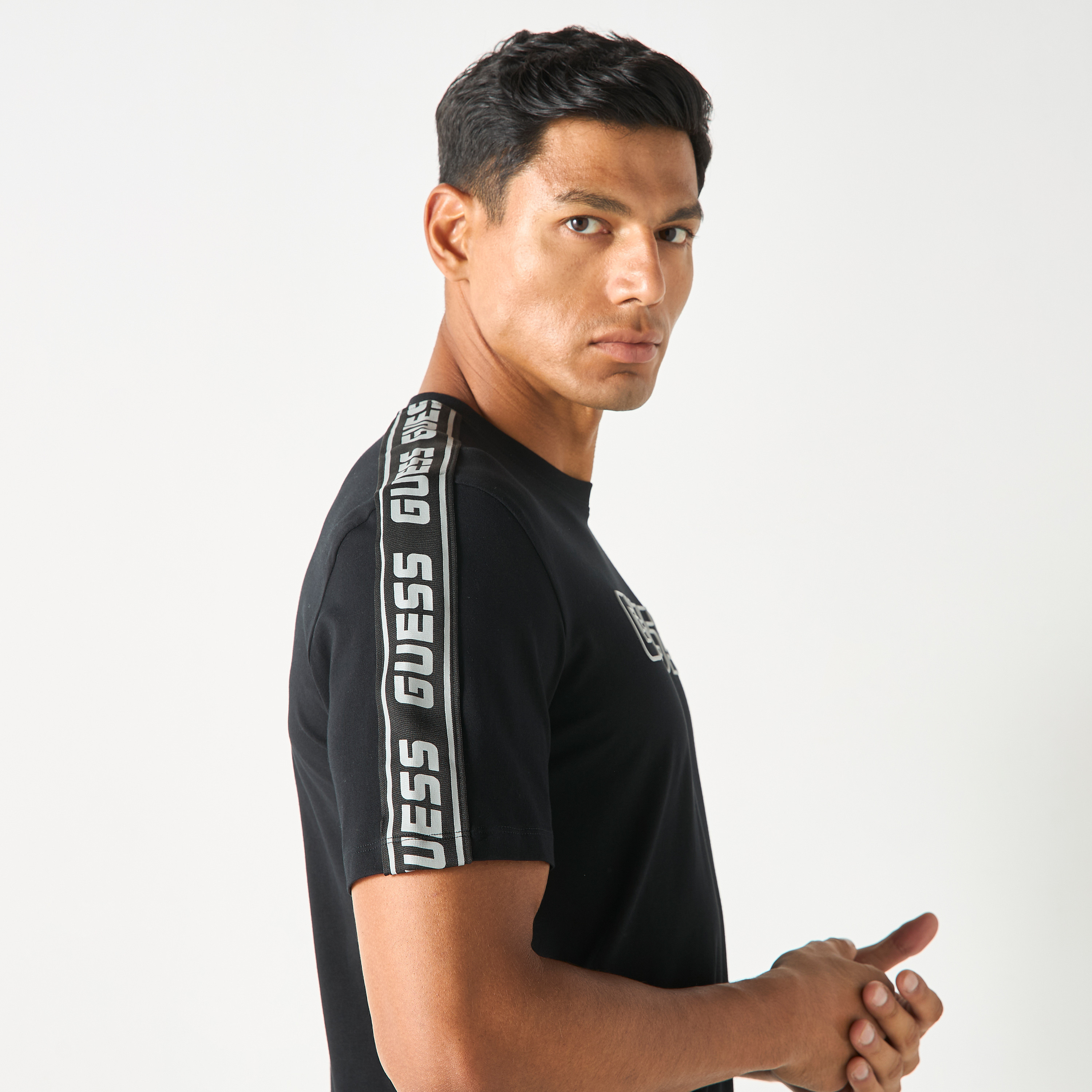 Guess Logo Print Crew Neck T-shirt with Short Sleeves-men-clothing-tshirtsandpolos-tshirts-image-15
