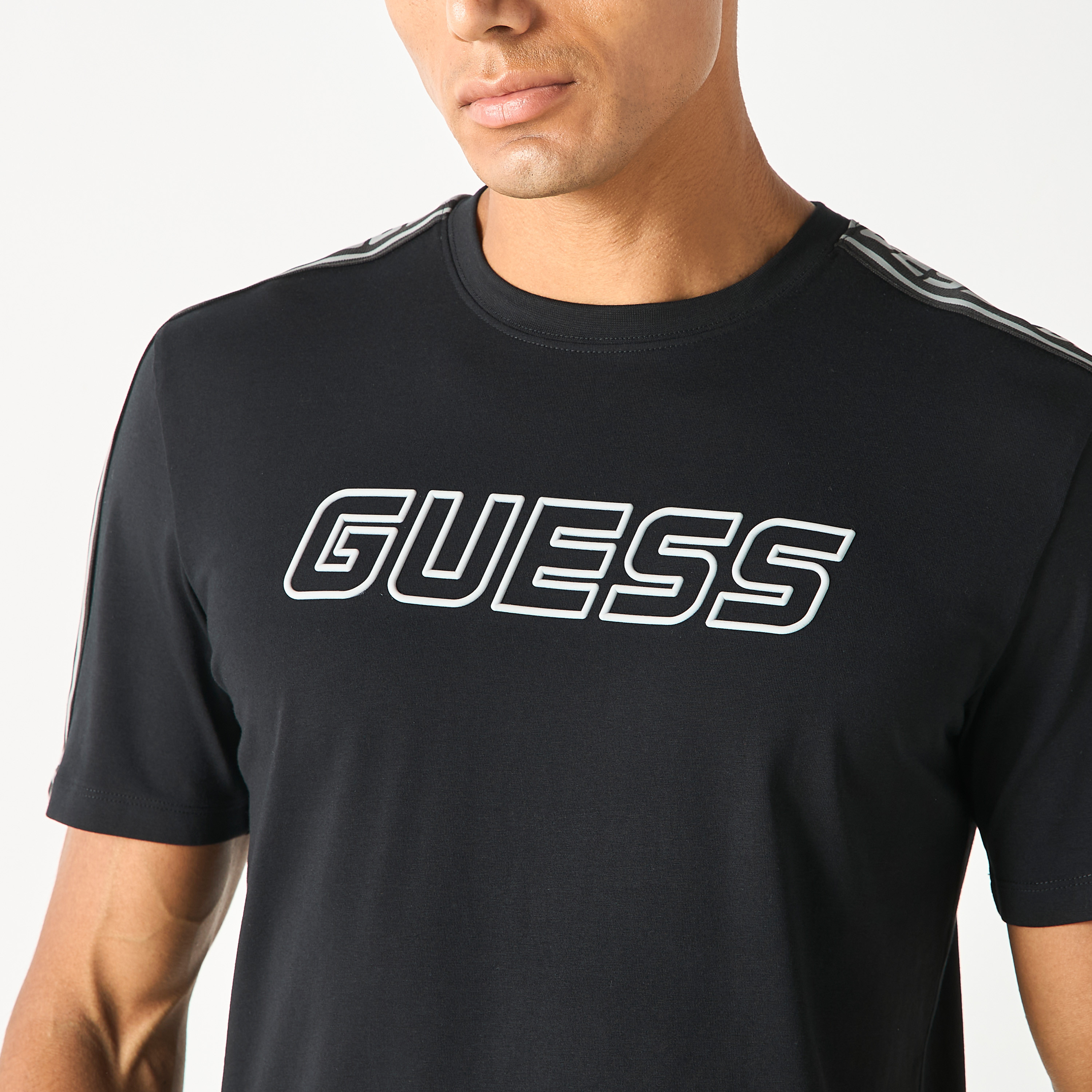 Guess Logo Print Crew Neck T-shirt with Short Sleeves-men-clothing-tshirtsandpolos-tshirts-image-17