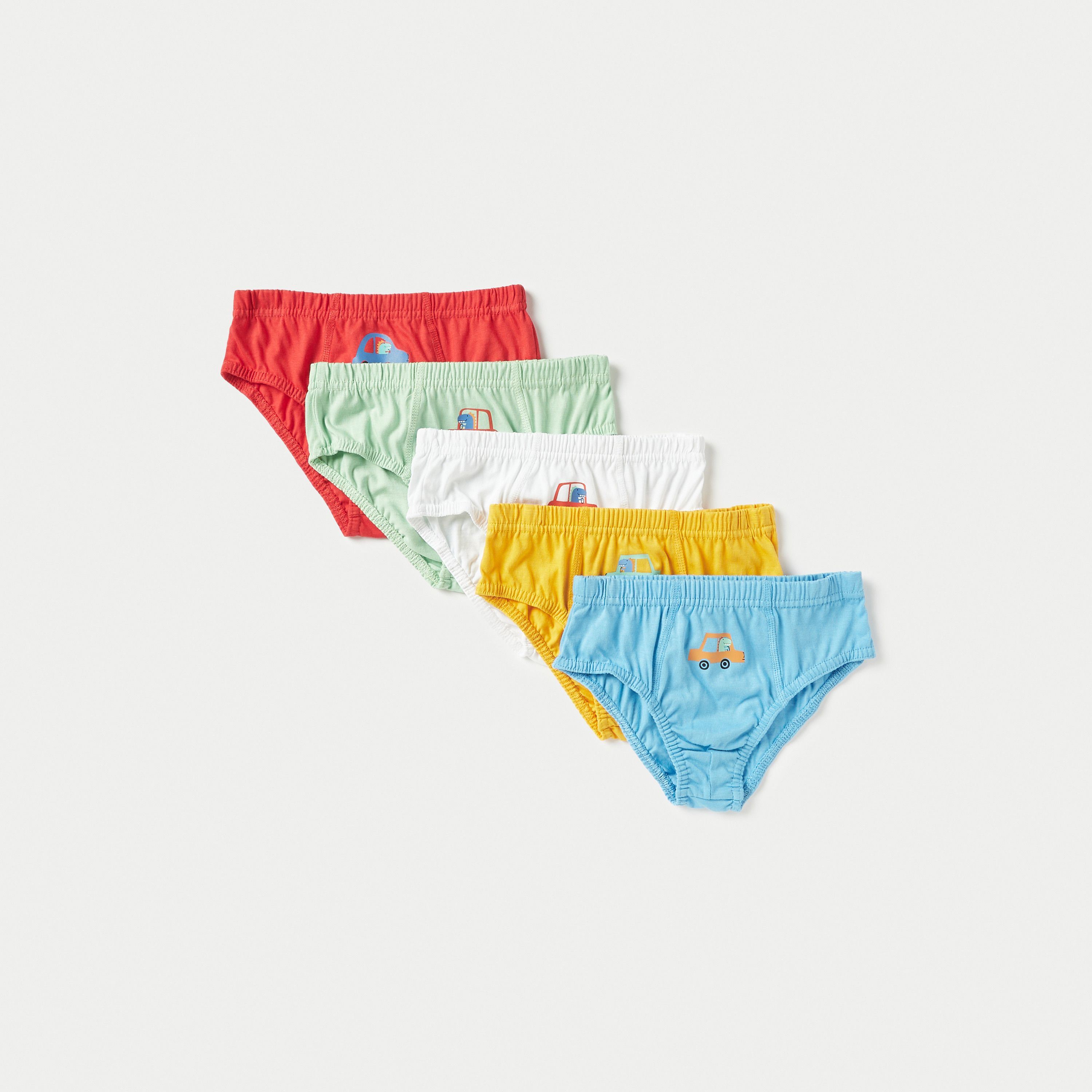 Juniors Graphic Print Briefs with Elasticated Waistband - Set of 5-boys-clothing-innerwear-boxersandbriefs-image-1