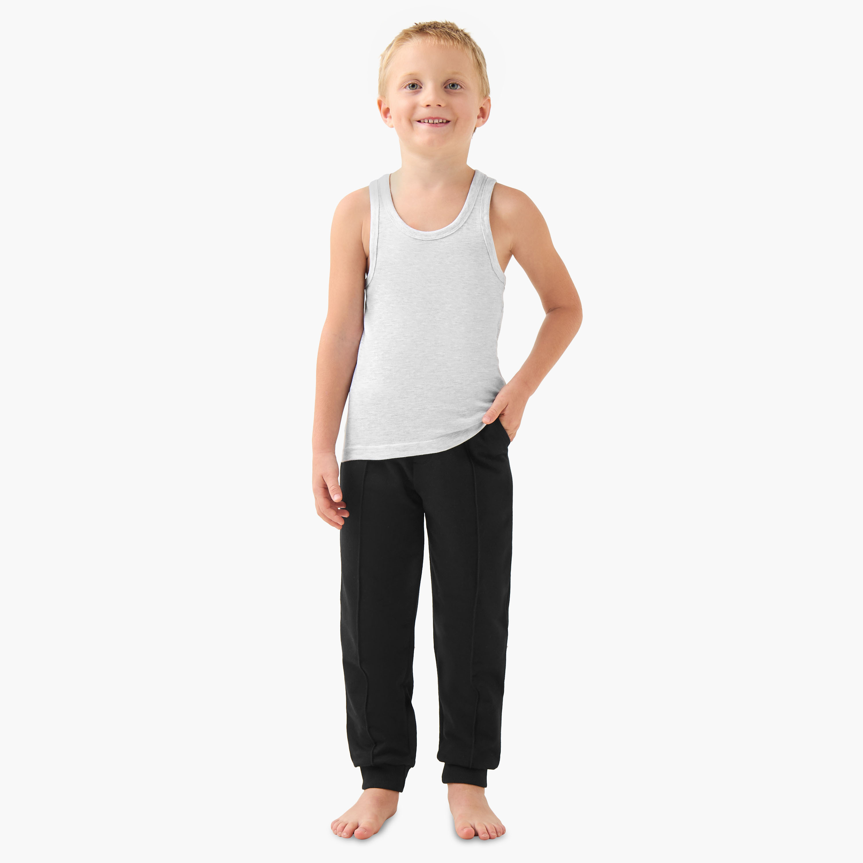Pack of 5, Juniors Cotton Round Neck Vests-boys-clothing-innerwear-vests-image-10