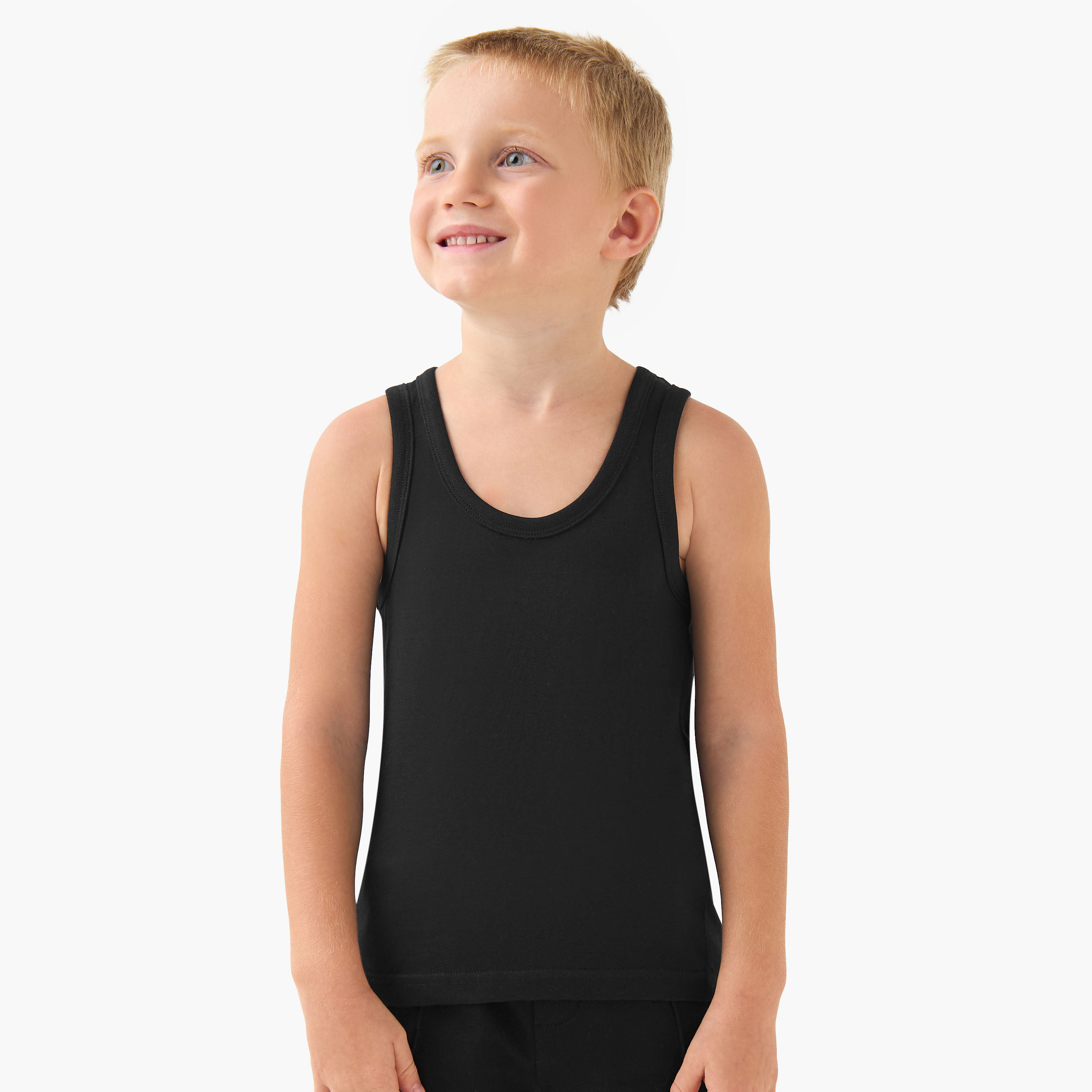 Pack of 5, Juniors Cotton Round Neck Vests-boys-clothing-innerwear-vests-image-2
