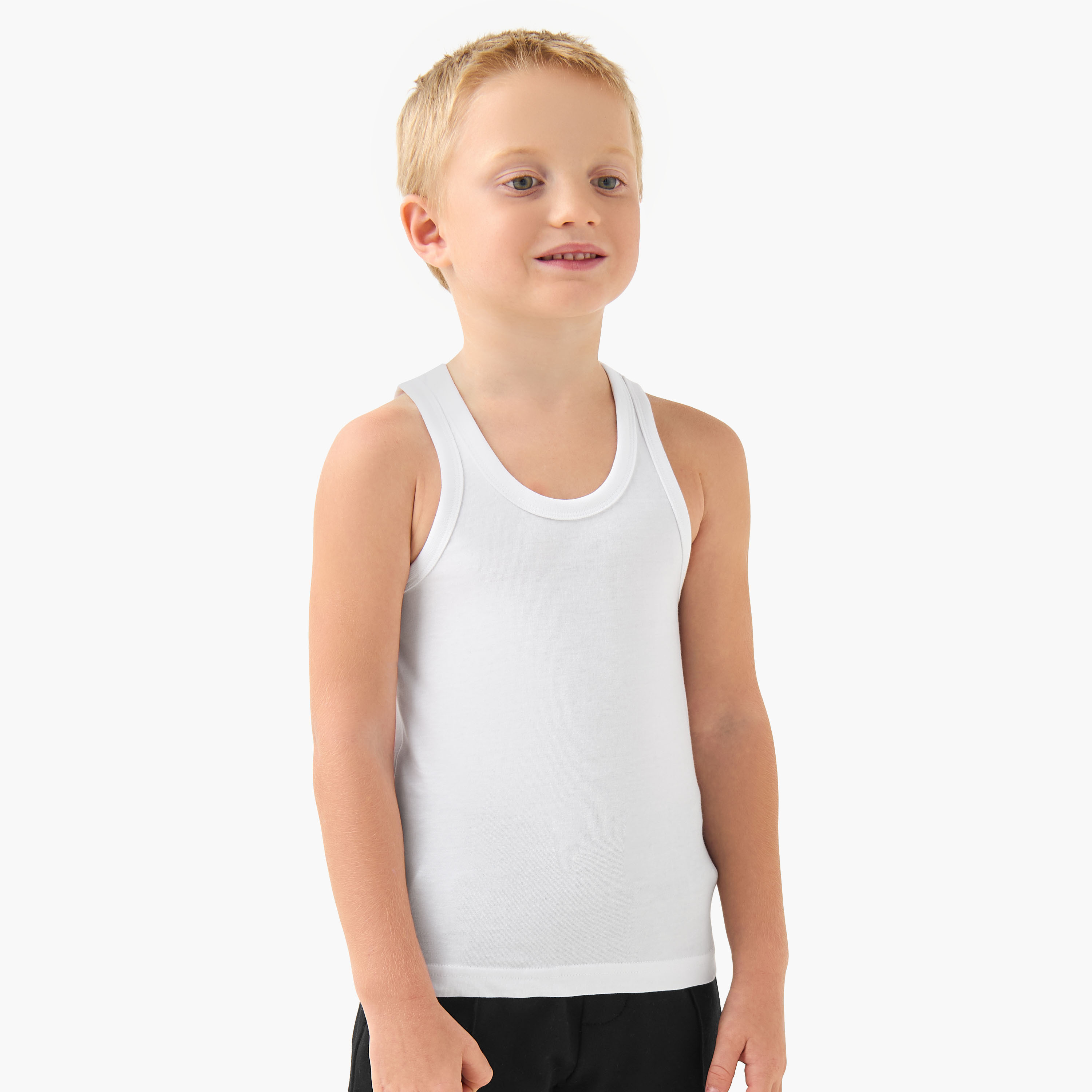 Pack of 5, Juniors Cotton Round Neck Vests-boys-clothing-innerwear-vests-image-4