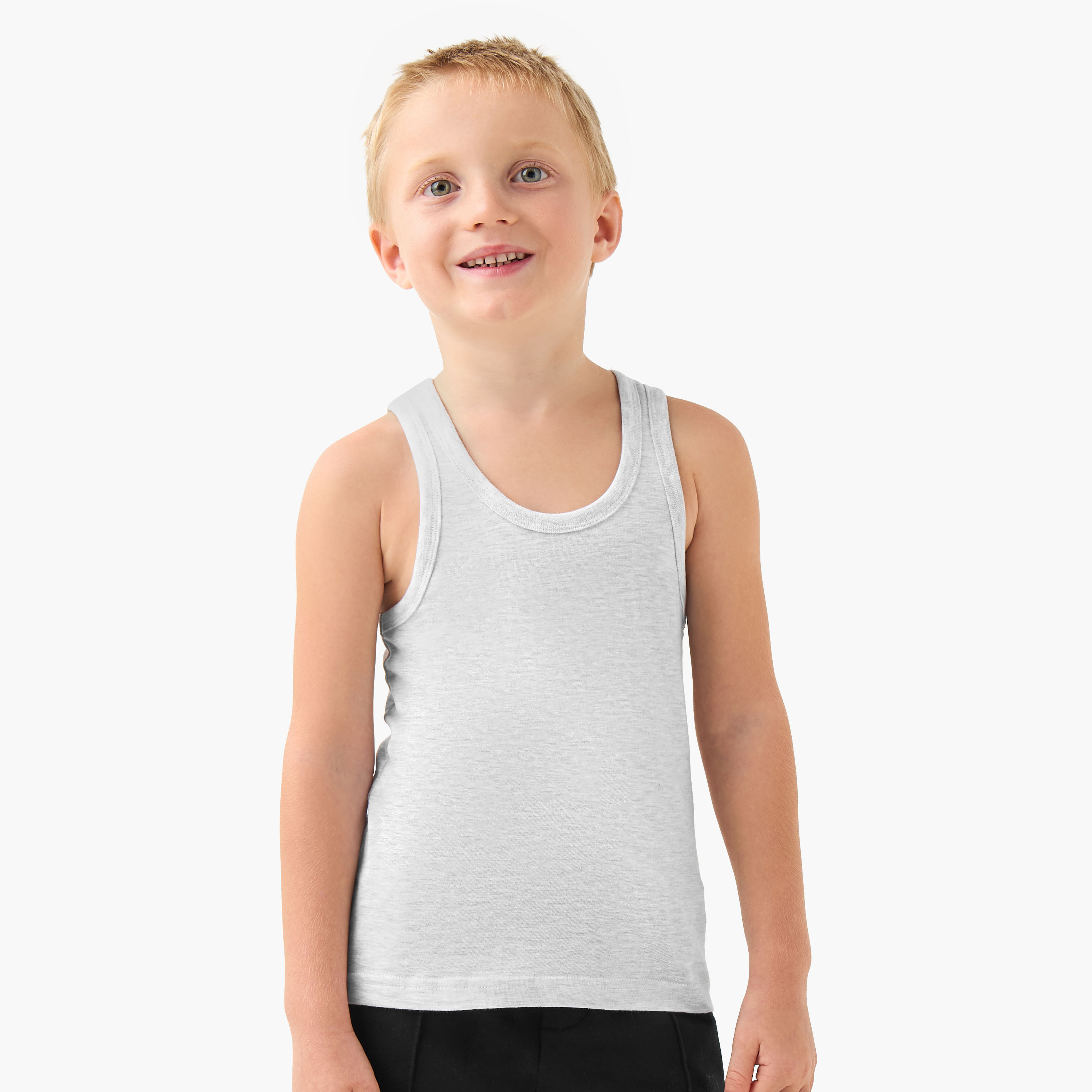 Pack of 5, Juniors Cotton Round Neck Vests-boys-clothing-innerwear-vests-image-5