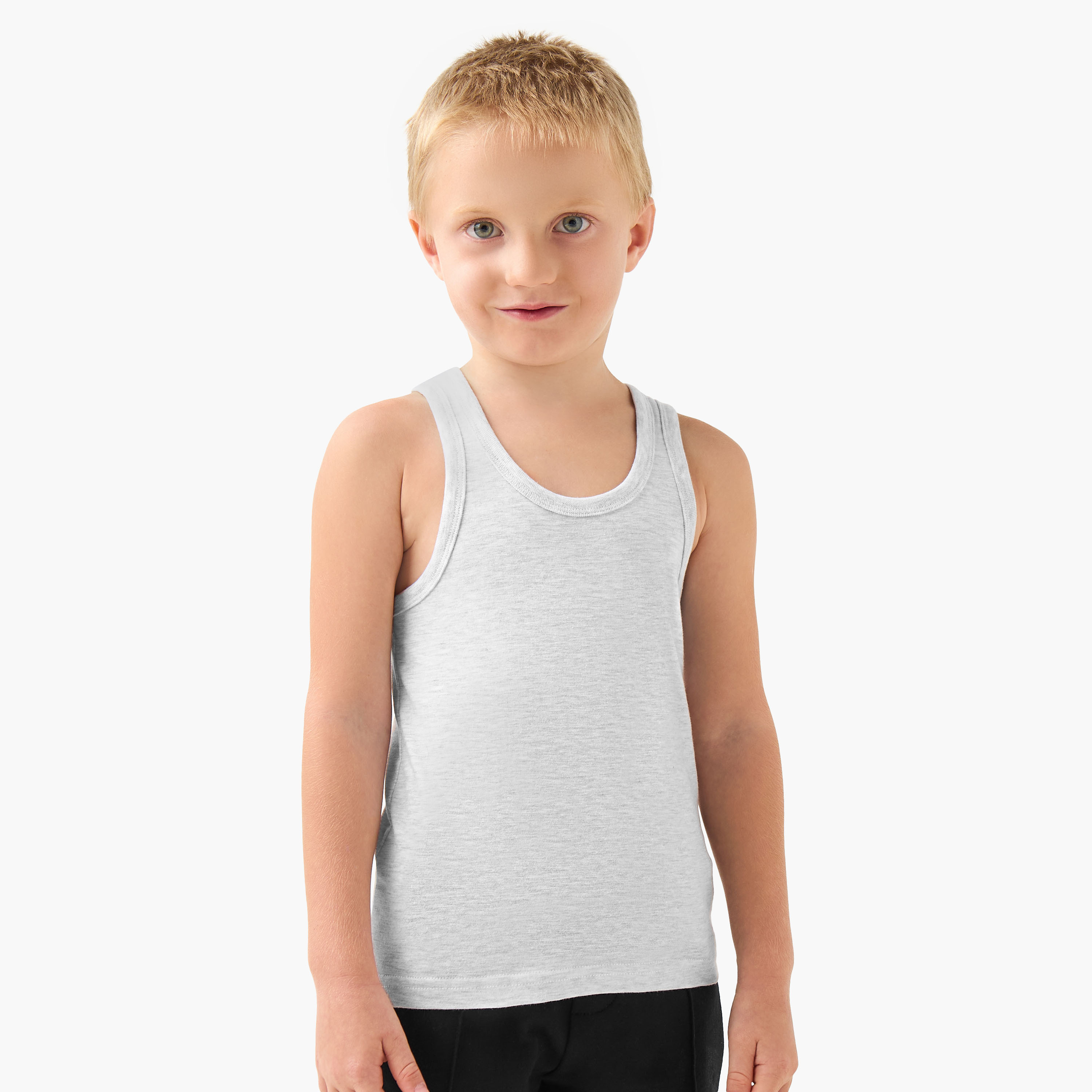 Pack of 5, Juniors Cotton Round Neck Vests-boys-clothing-innerwear-vests-image-6