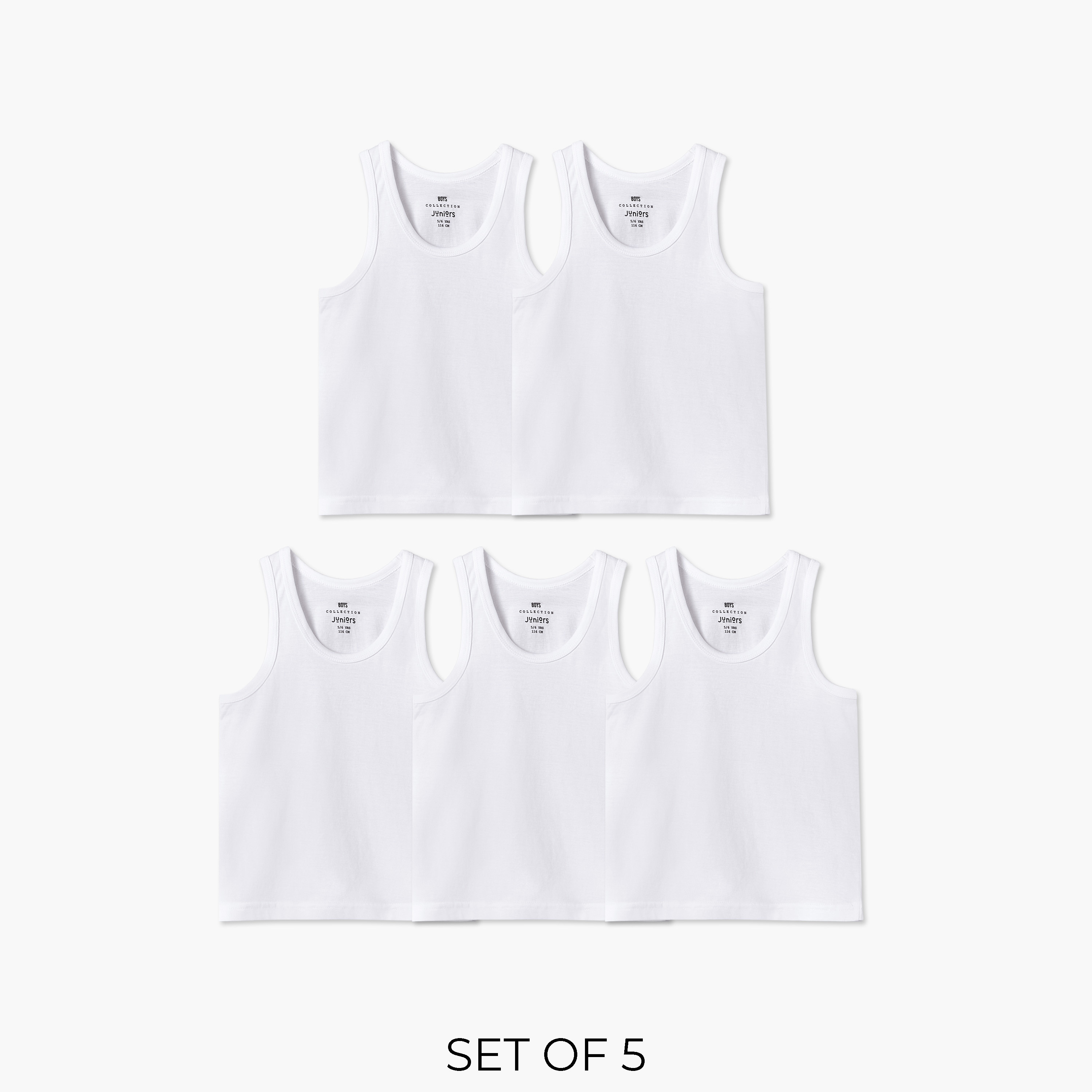 Juniors Boys Vest - Cotton - Scoop Neck - 5-Piece Set-boys-clothing-innerwear-vests-image-1