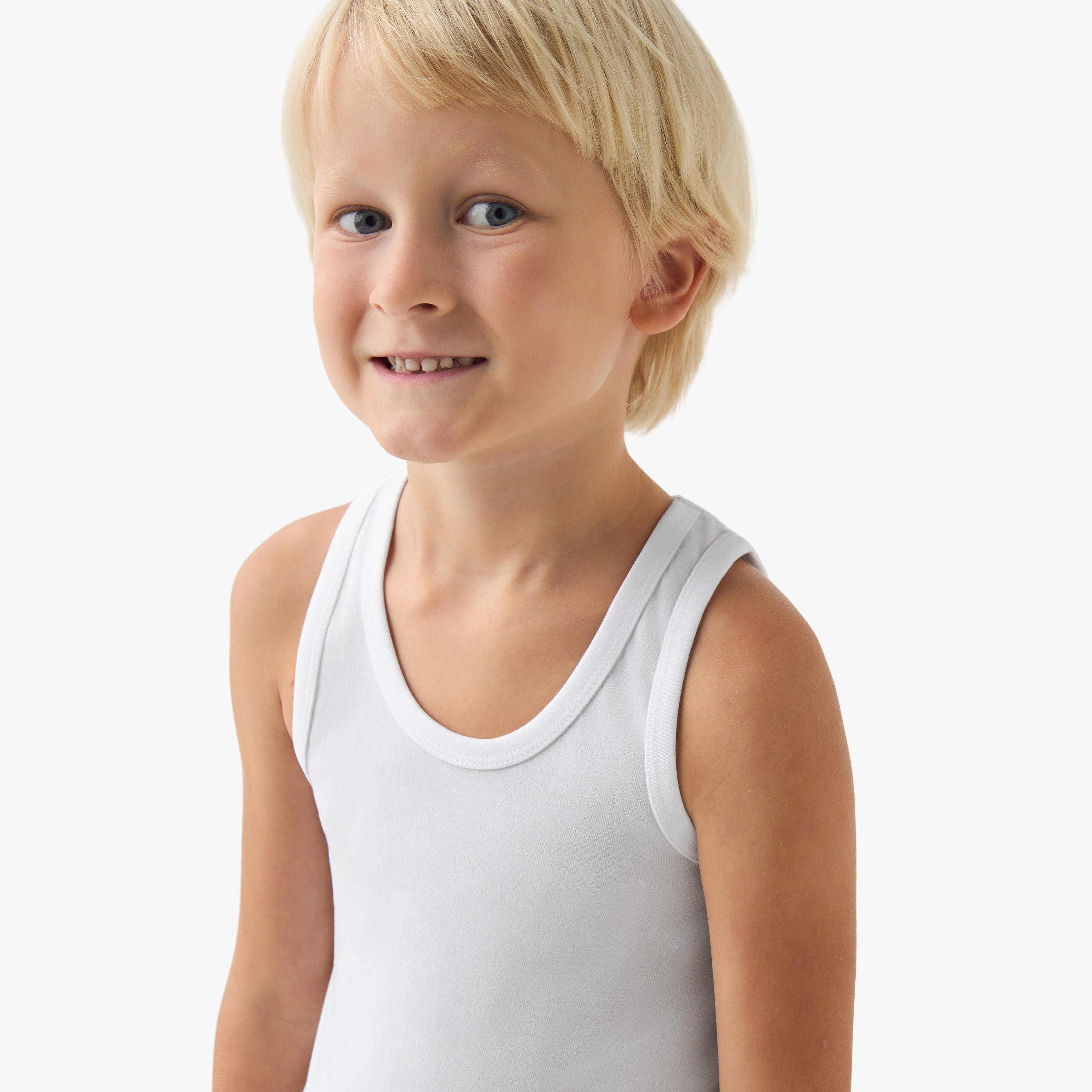 Juniors Boys Vest - Cotton - Scoop Neck - 5-Piece Set-boys-clothing-innerwear-vests-image-4