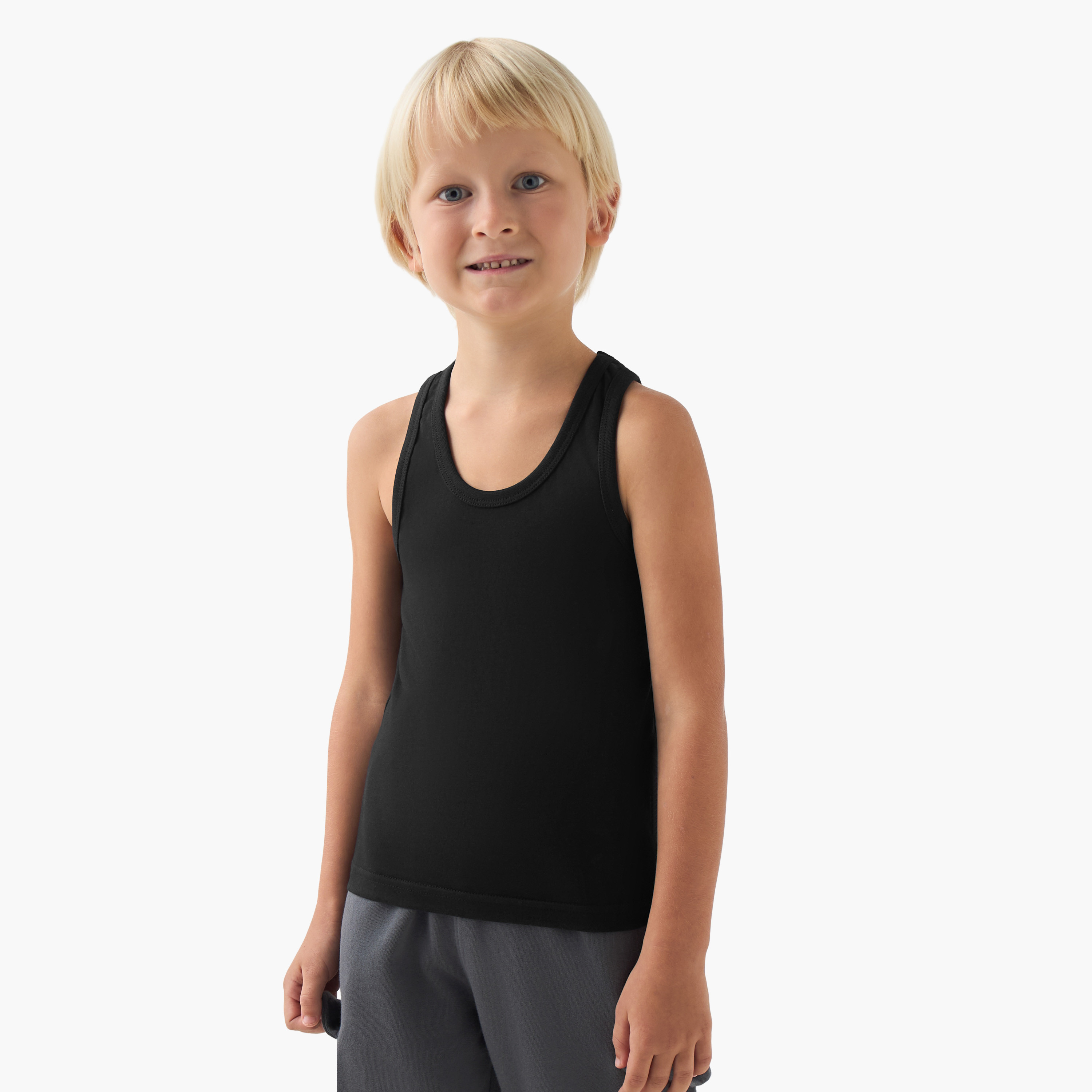Juniors Boys Vest - Cotton - Scoop Neck - 5-Piece Set-boys-clothing-innerwear-vests-image-10