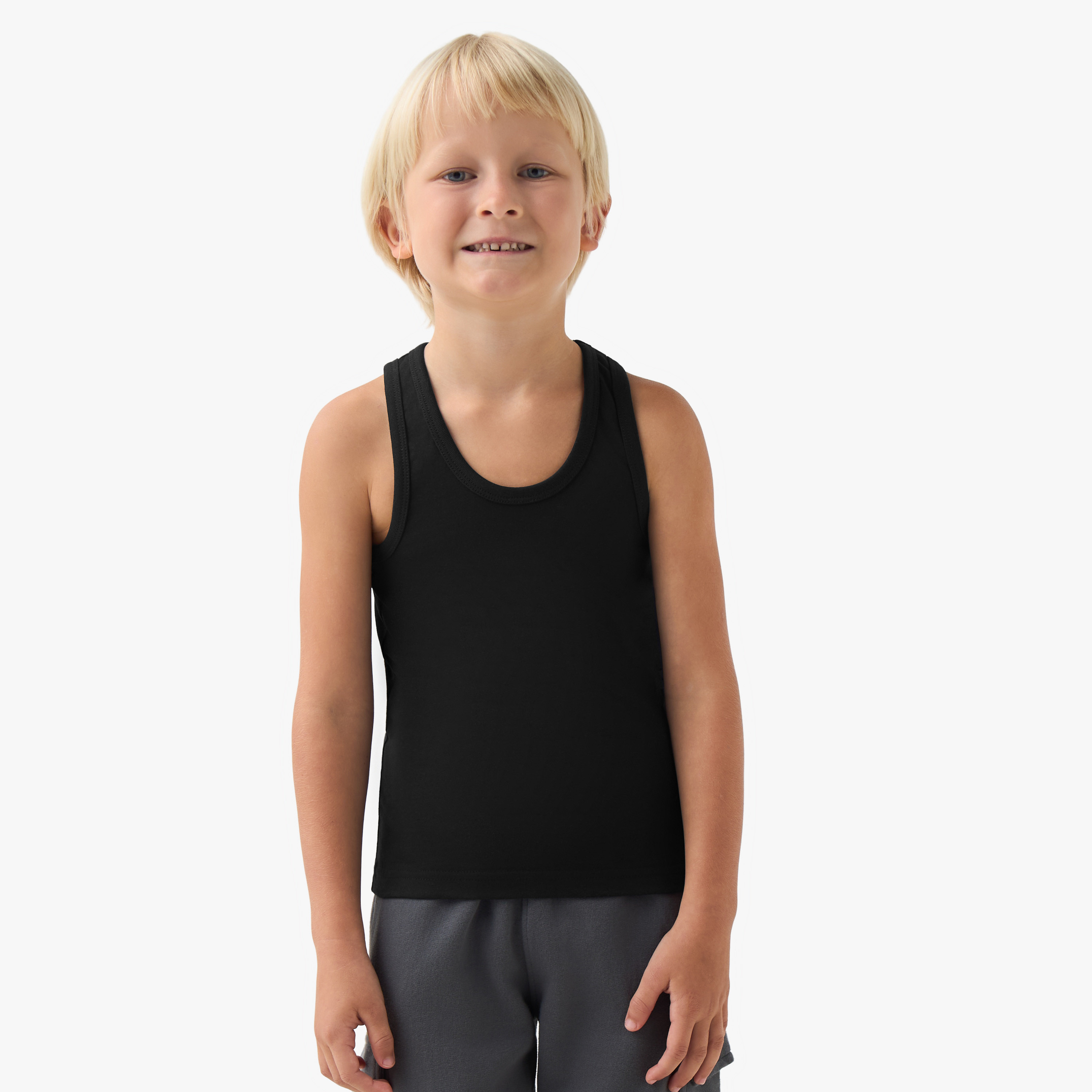 Juniors Boys Vest - Cotton - Scoop Neck - 5-Piece Set-boys-clothing-innerwear-vests-image-2