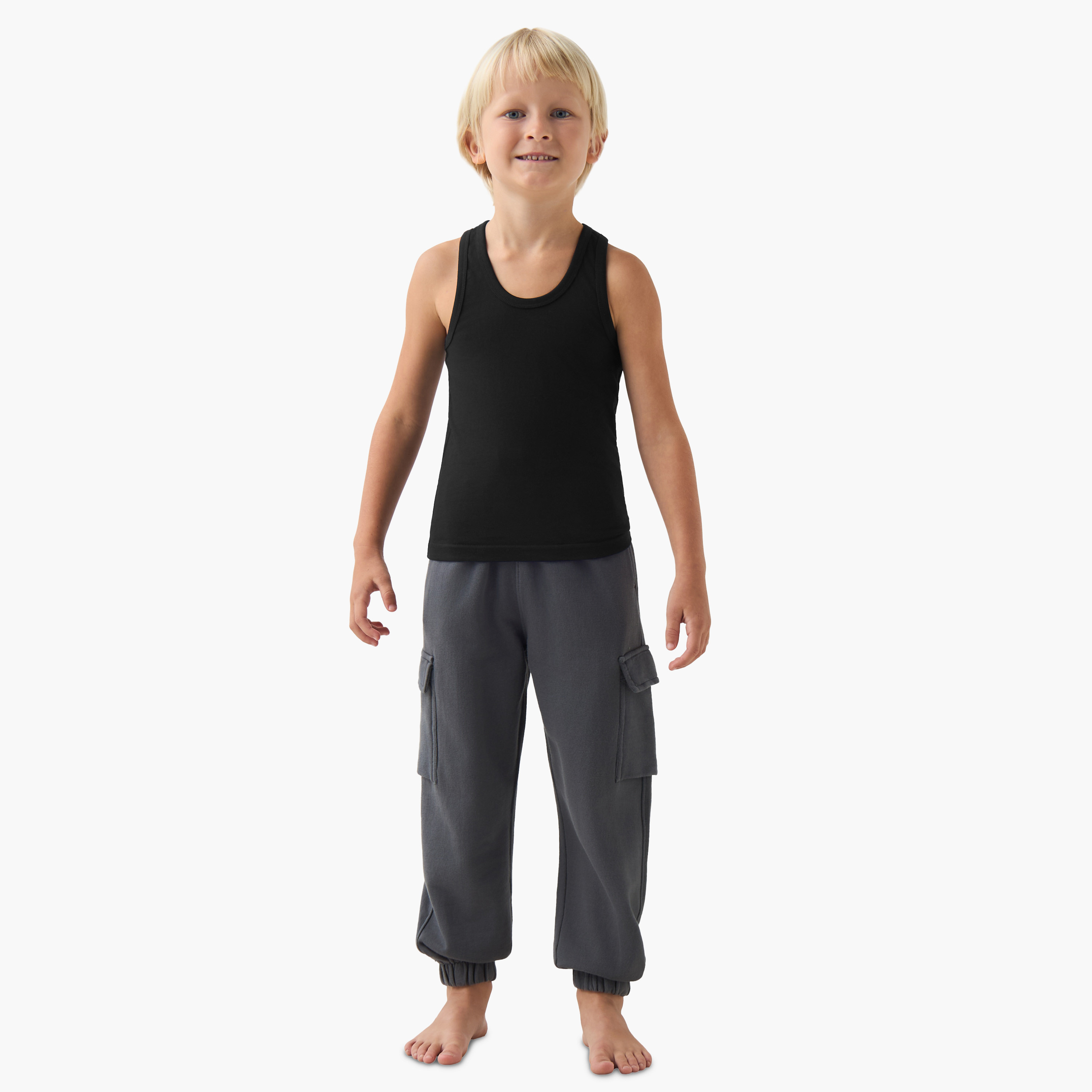 Juniors Boys Vest - Cotton - Scoop Neck - 5-Piece Set-boys-clothing-innerwear-vests-image-3