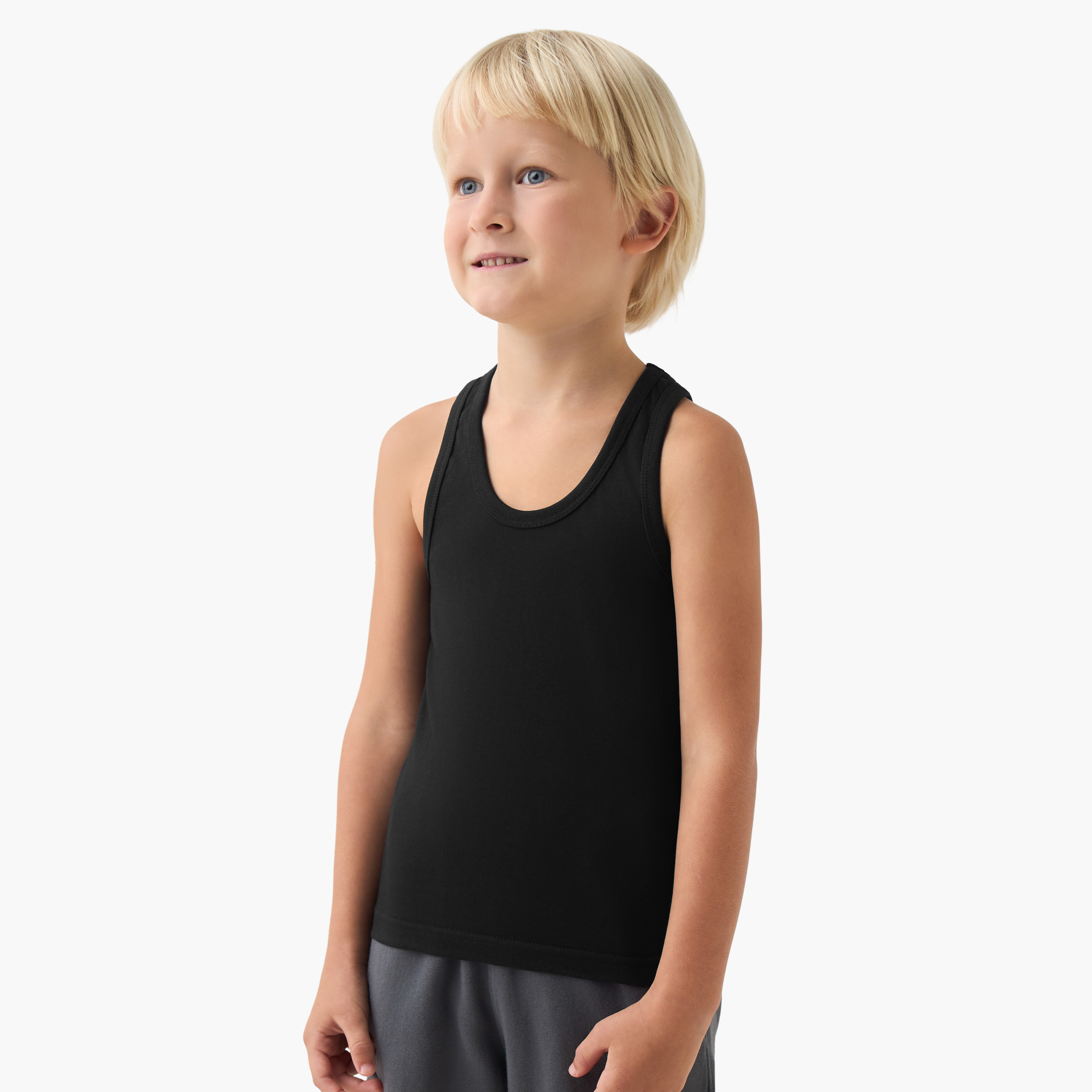 Juniors Boys Vest - Cotton - Scoop Neck - 5-Piece Set-boys-clothing-innerwear-vests-image-7