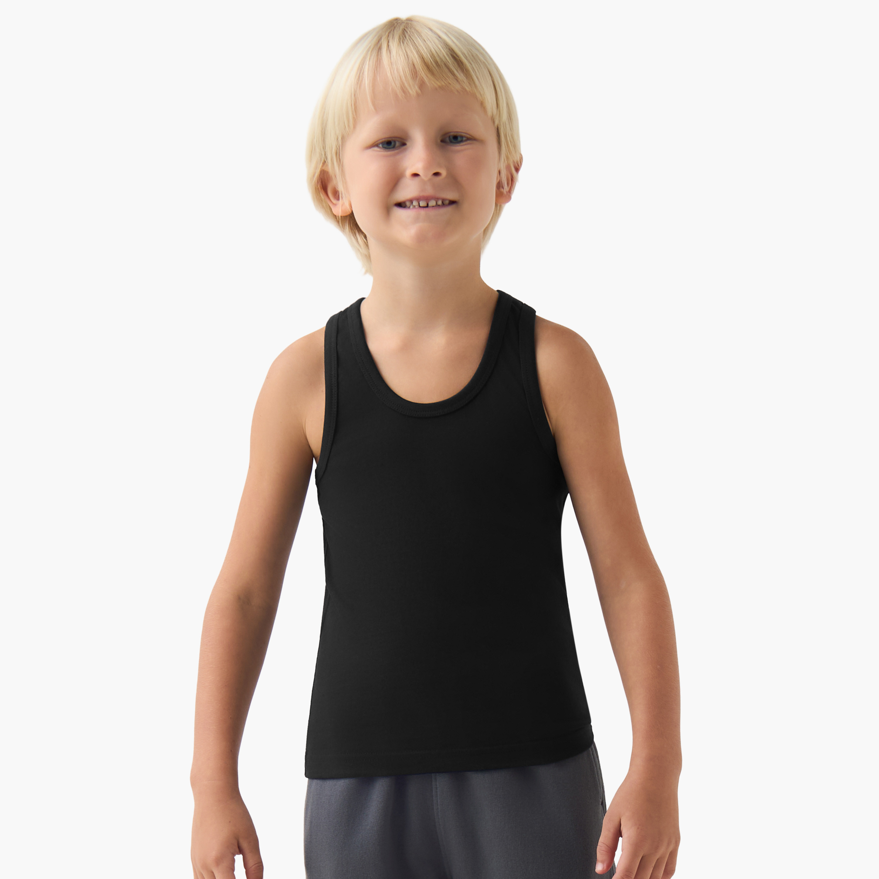 Juniors Boys Vest - Cotton - Scoop Neck - 5-Piece Set-boys-clothing-innerwear-vests-image-8