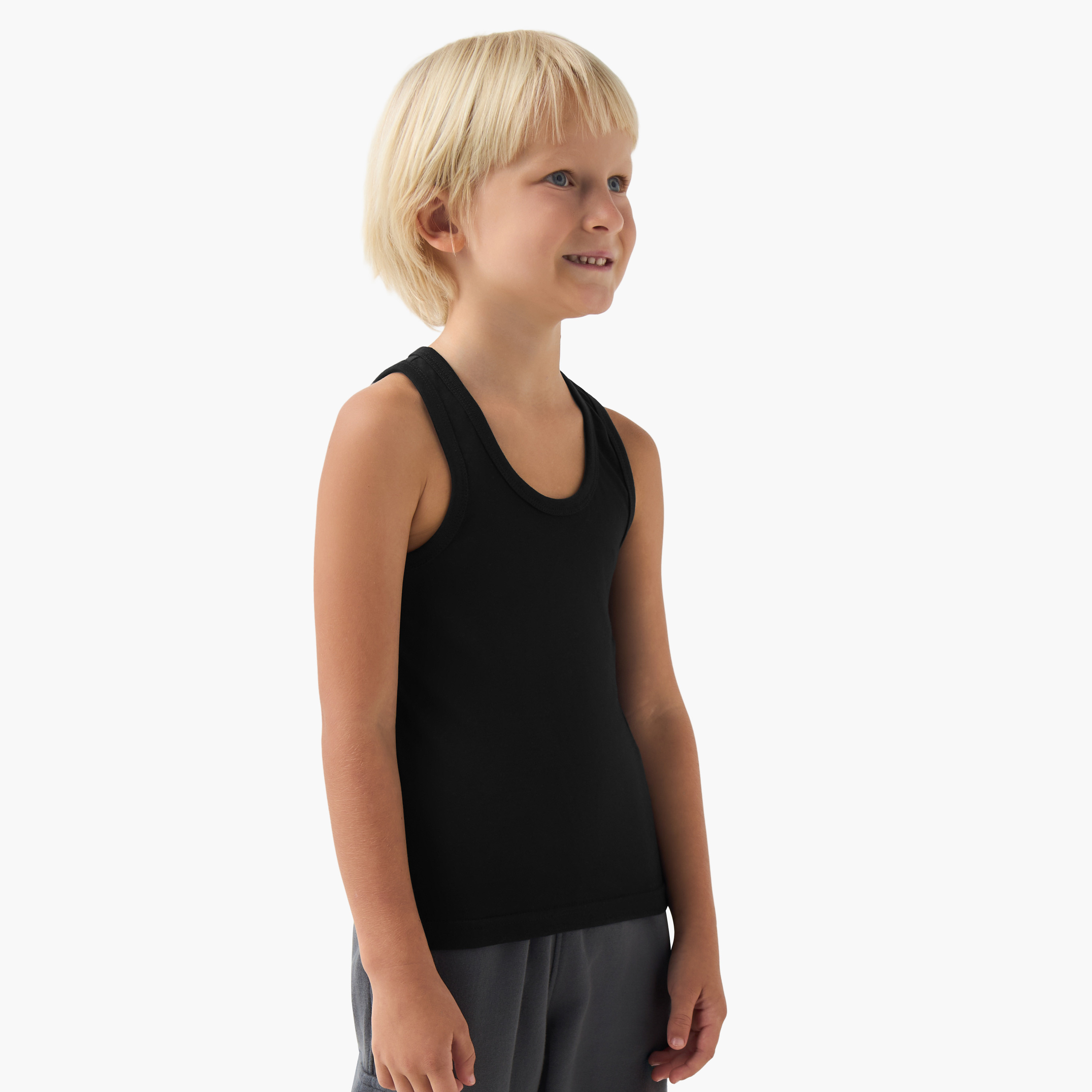 Juniors Boys Vest - Cotton - Scoop Neck - 5-Piece Set-boys-clothing-innerwear-vests-image-9