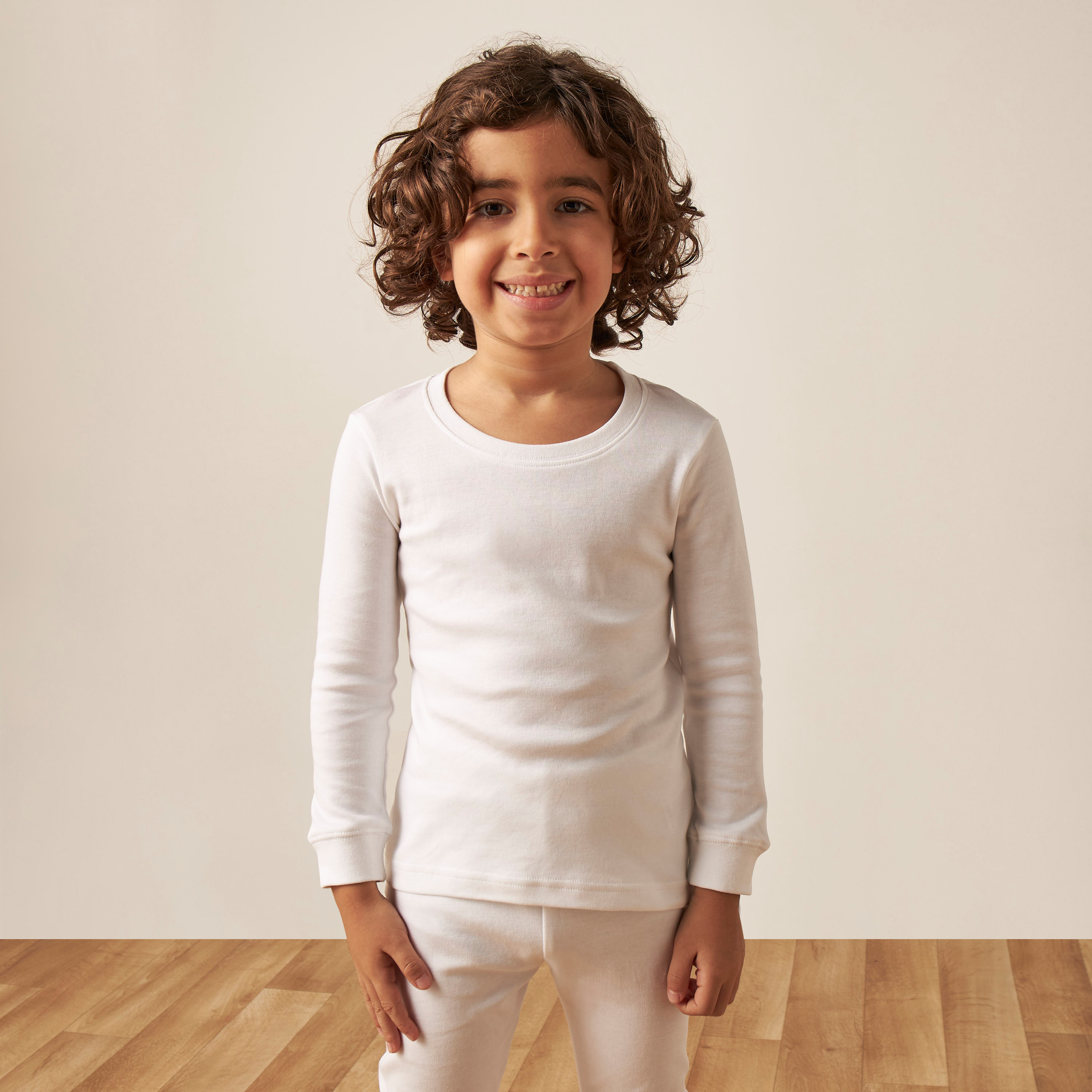 Juniors Solid Thermal T-shirt and Pyjama Set-boys-clothing-winterwear-thermalsets-image-2