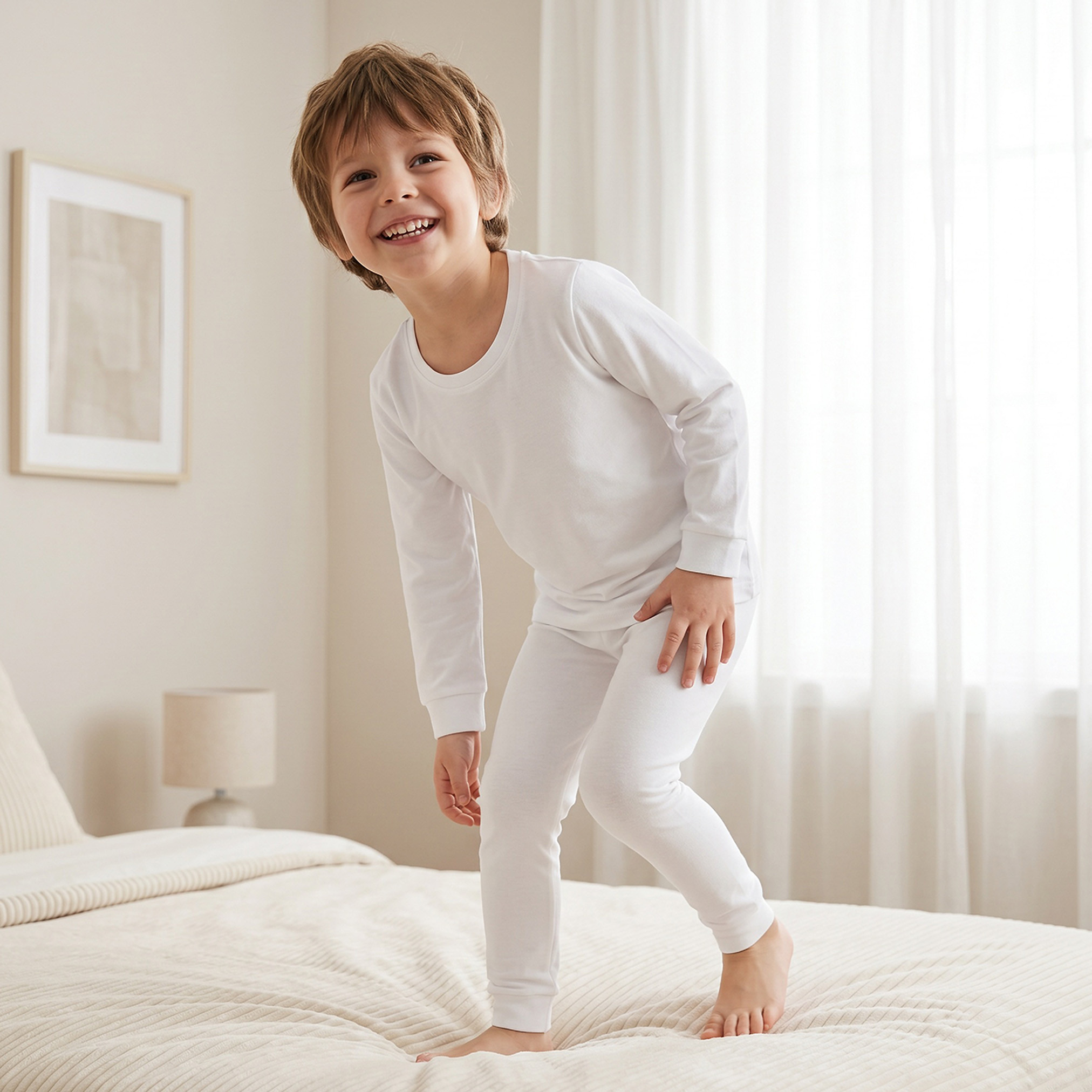 طقم بنطلون بيجاما وتيشيرت حراري سادة من جونيورز-baby-boys-clothing-winterwear-thermalsets-image-7