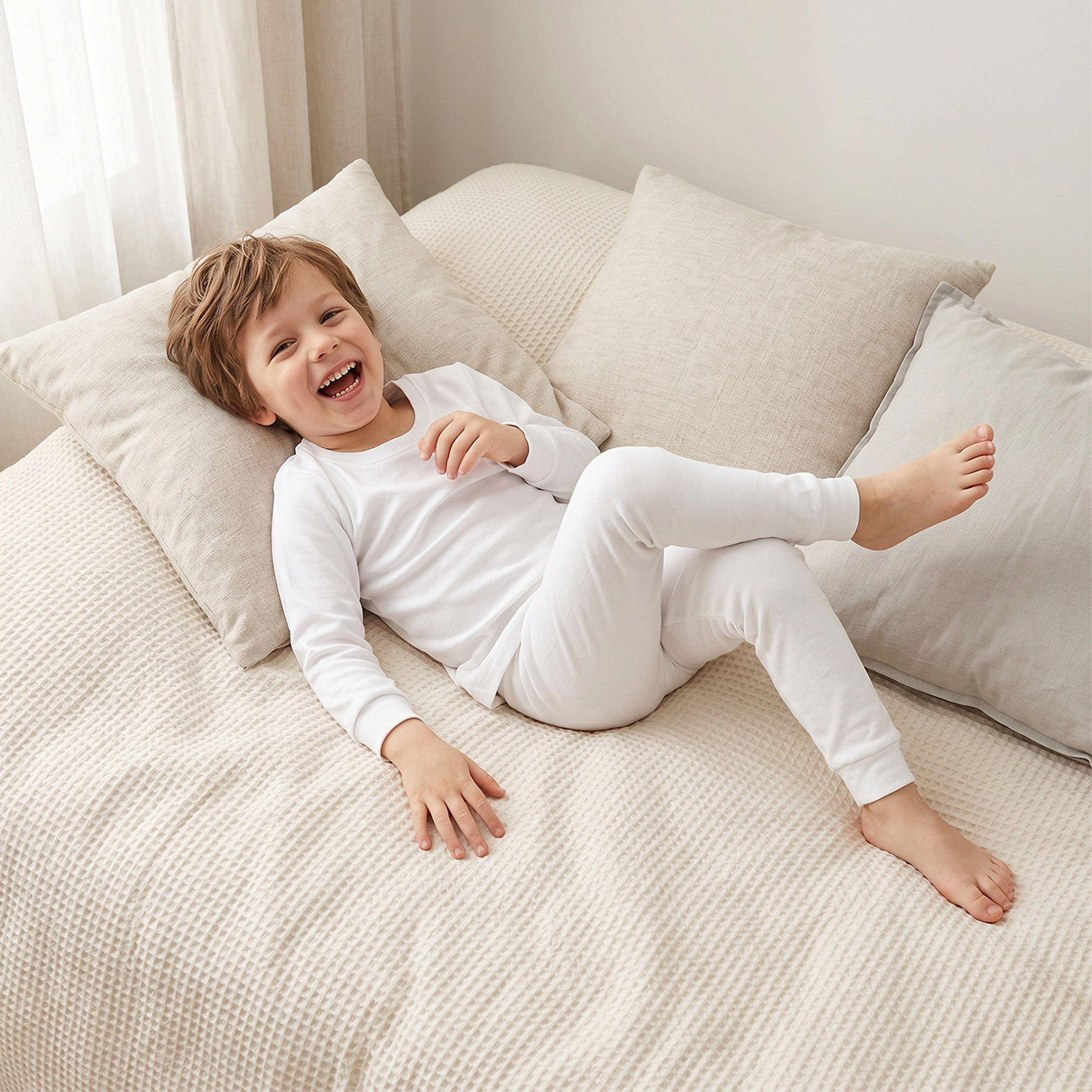 طقم بنطلون بيجاما وتيشيرت حراري سادة من جونيورز-baby-boys-clothing-winterwear-thermalsets-image-8