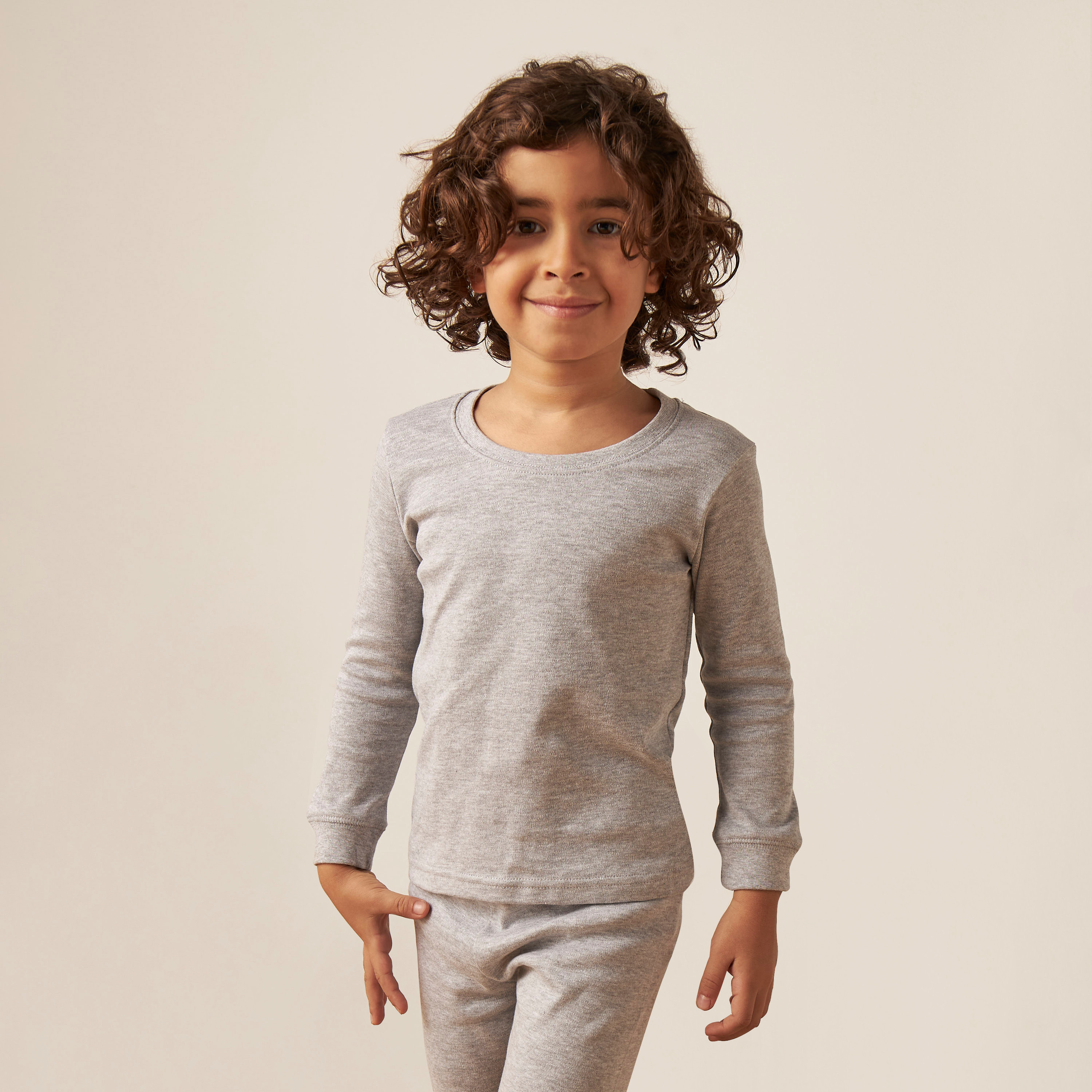 Juniors Solid Thermal T-shirt and Pyjama Set-boys-clothing-winterwear-thermalsets-image-2