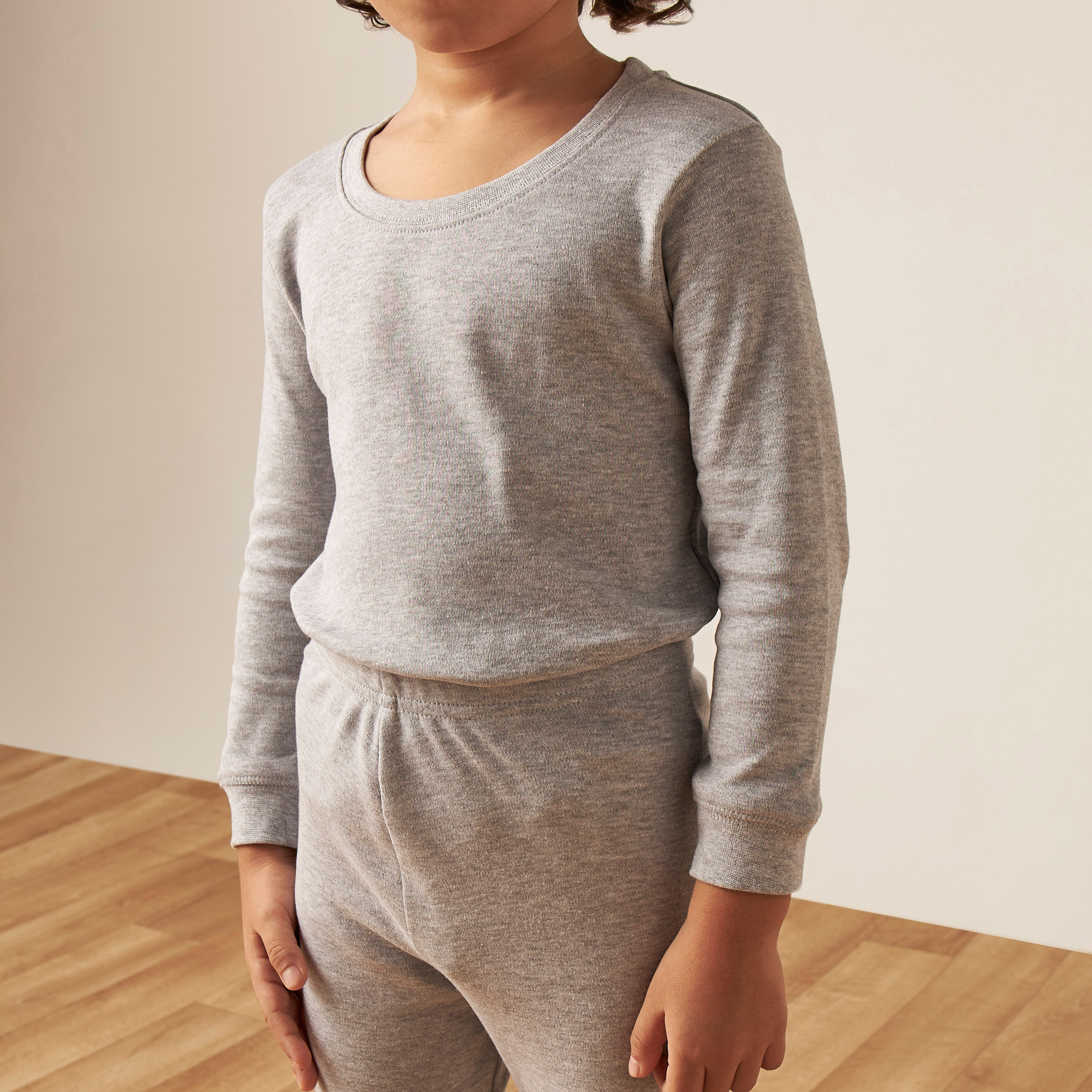 Juniors Solid Thermal T-shirt and Pyjama Set-boys-clothing-winterwear-thermalsets-image-4