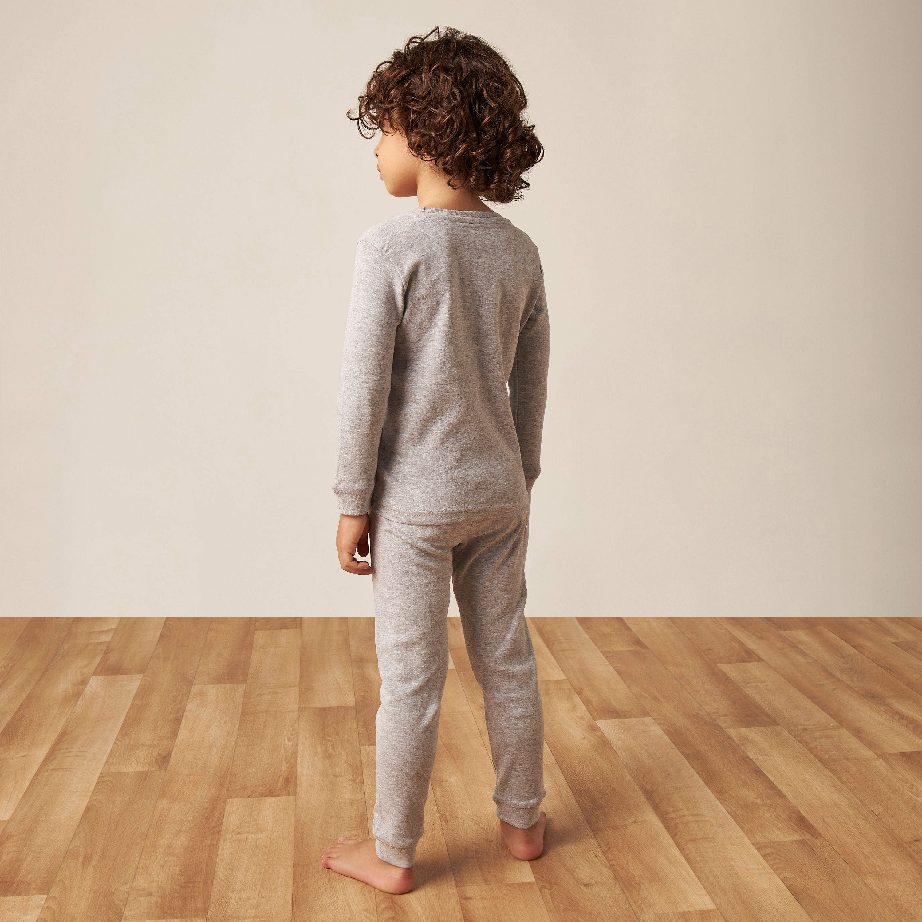 Juniors Solid Thermal T-shirt and Pyjama Set-boys-clothing-winterwear-thermalsets-image-5