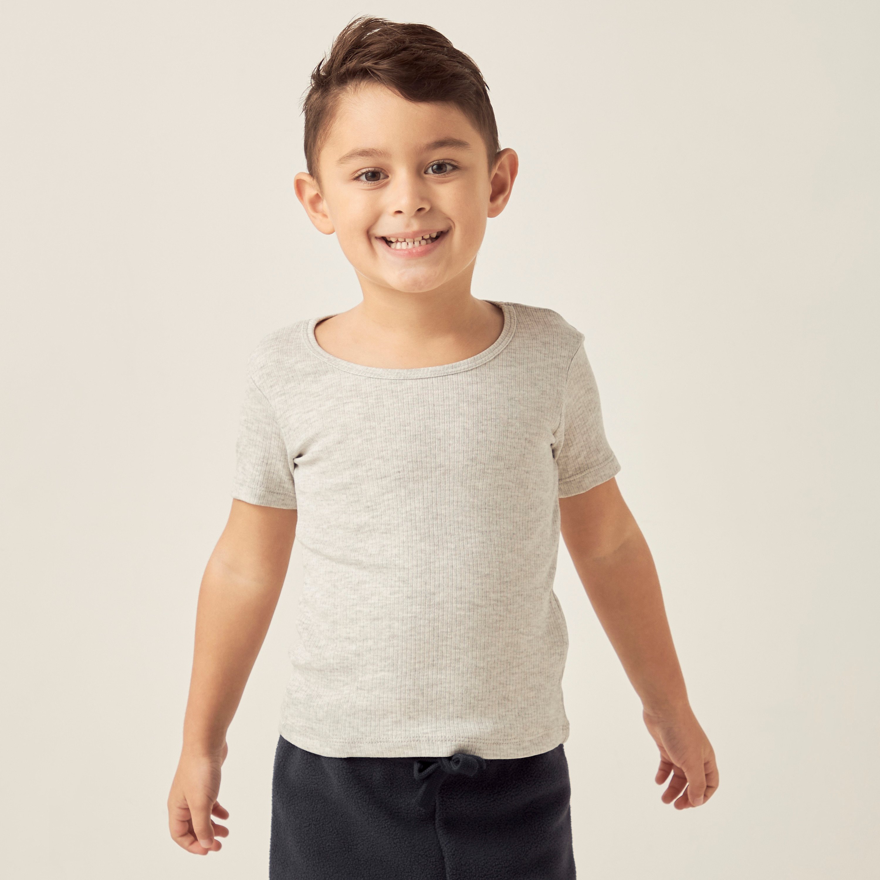 فيست حراري بارز الملمس بياقة ضيقة وأكمام قصيرة من جونيورز-baby-boys-clothing-winterwear-thermalsets-image-6