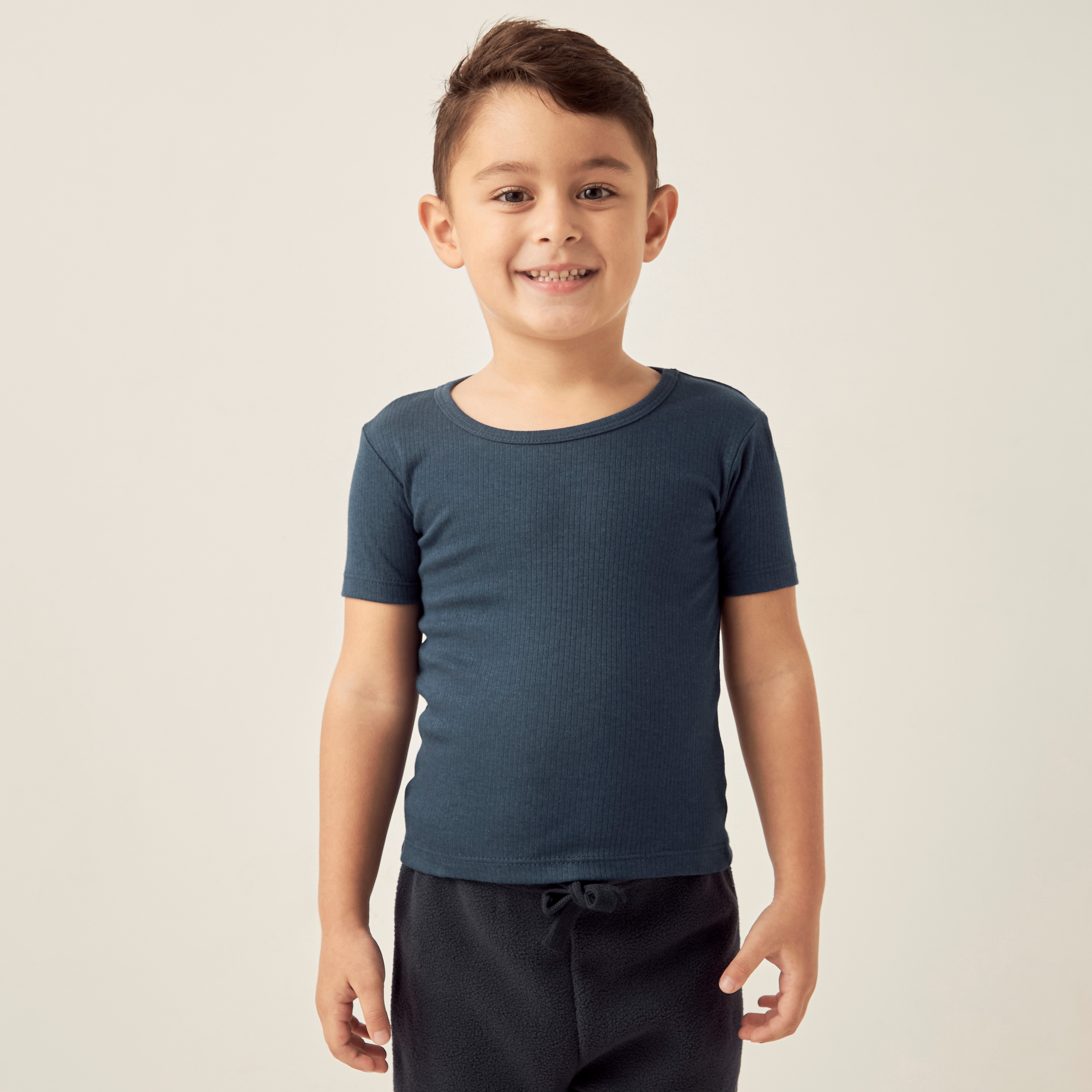 فيست حراري بارز الملمس بياقة ضيقة وأكمام قصيرة من جونيورز-baby-boys-clothing-winterwear-thermalsets-image-7