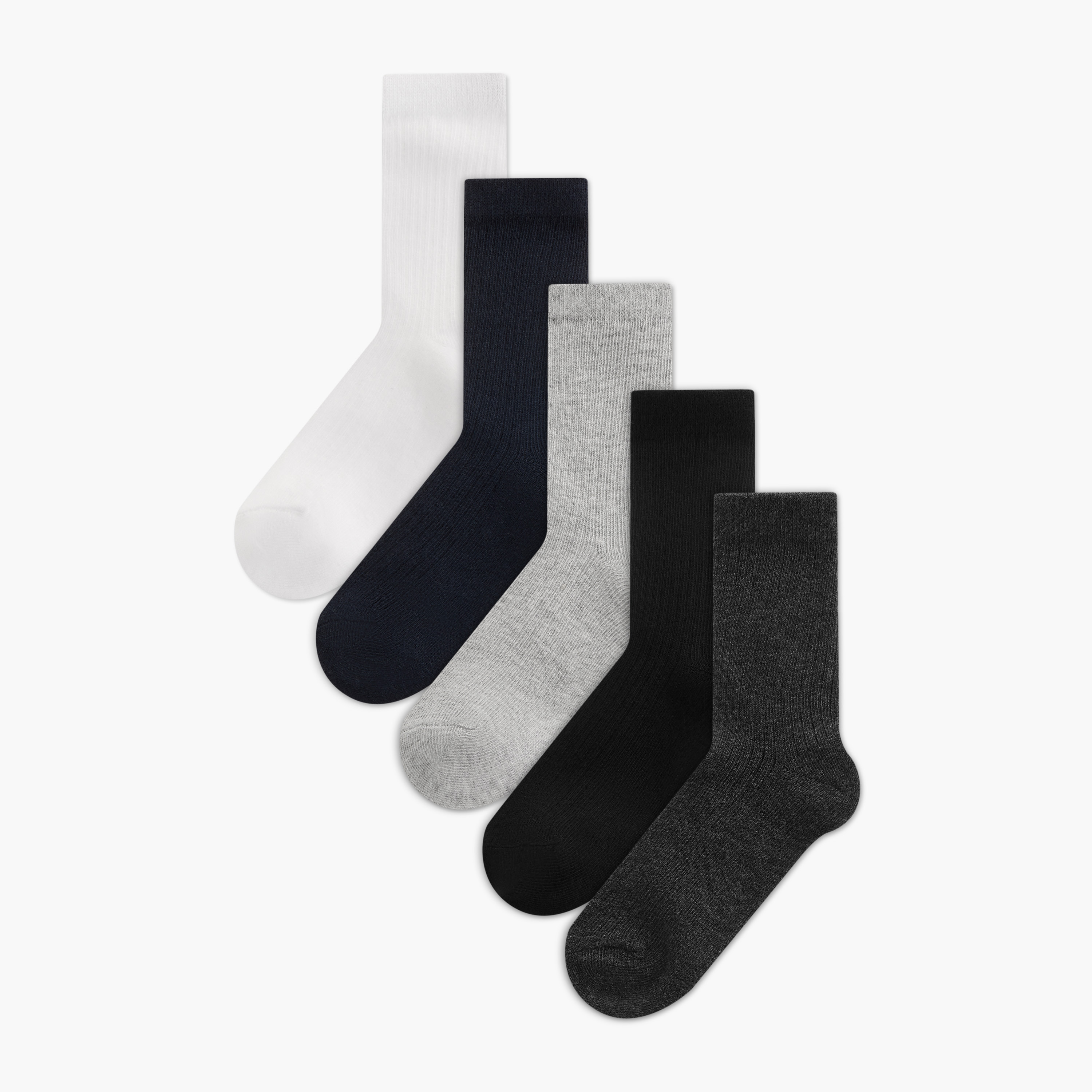 Gloo Solid Crew Length Socks with Cuffed Hem - Pack of 5-baby-boys-accessories-socks-image-1