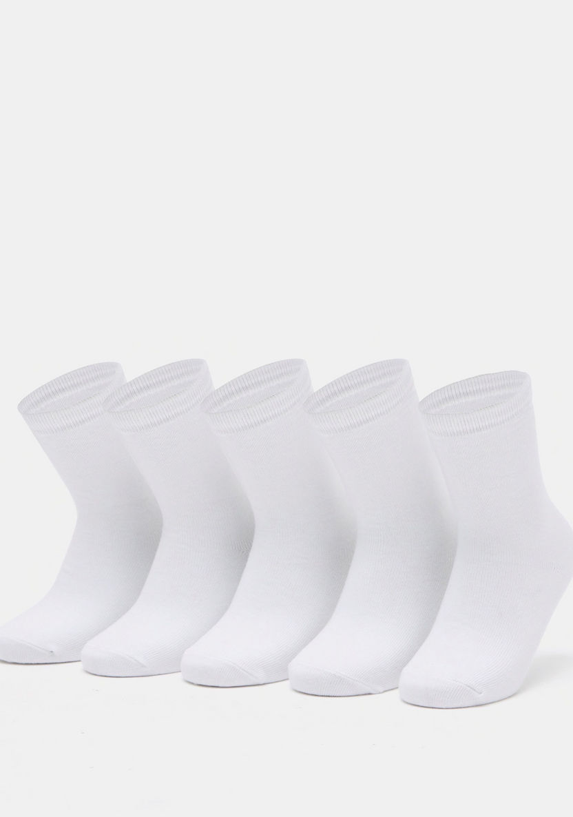 Gloo Solid Crew Length Socks with Cuffed Hem - Pack of 5-Socks-image-0