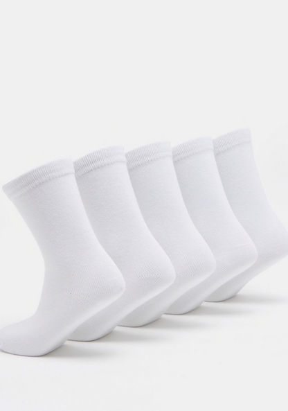 Gloo Solid Crew Length Socks with Cuffed Hem - Pack of 5-Underwear and Socks-image-2