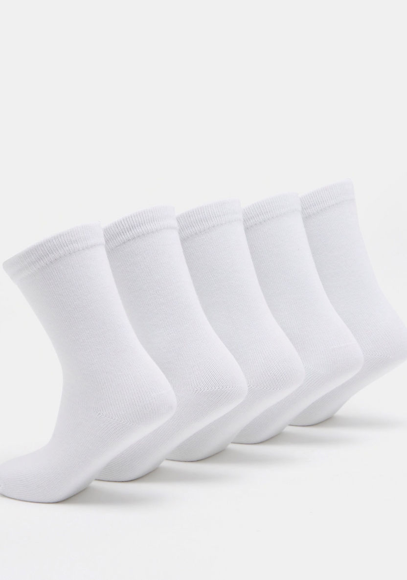Gloo Solid Crew Length Socks with Cuffed Hem - Pack of 5-Socks-image-2