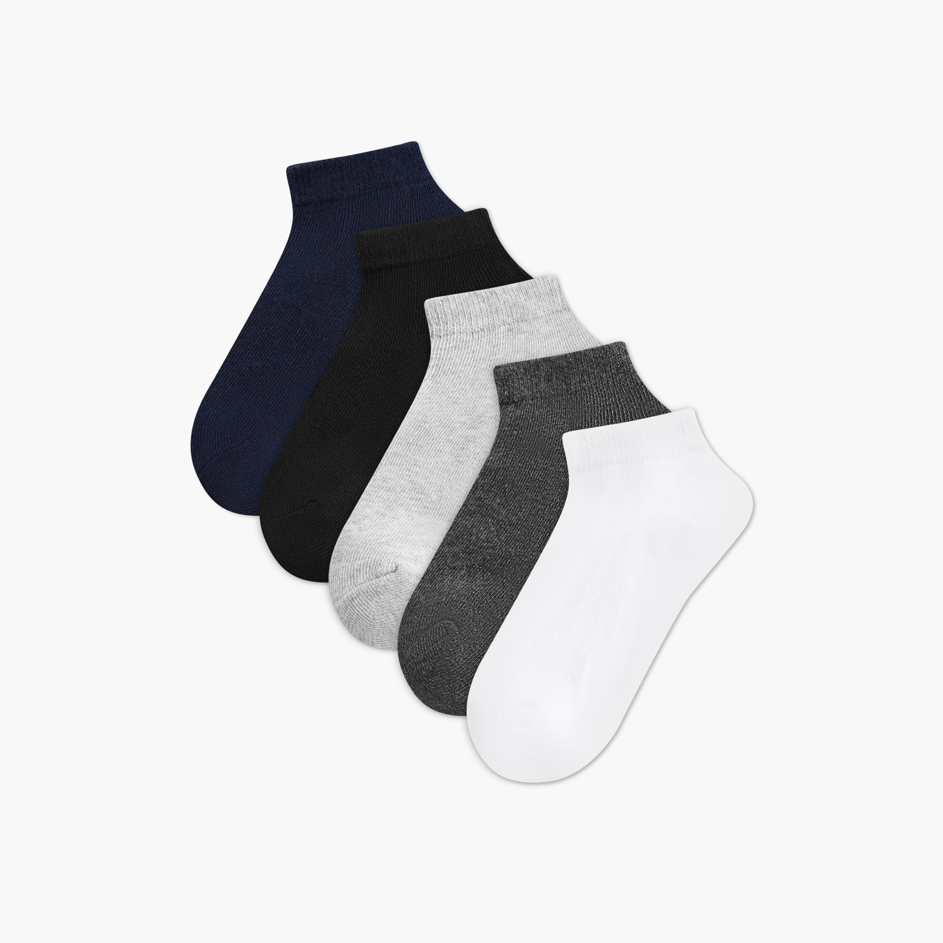 Gloo Solid Ankle Length Socks with Cuffed Hem - Set of 5-baby-boys-accessories-socks-image-1
