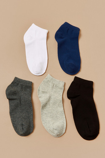 Gloo Solid Ankle Length Socks with Cuffed Hem - Set of 5