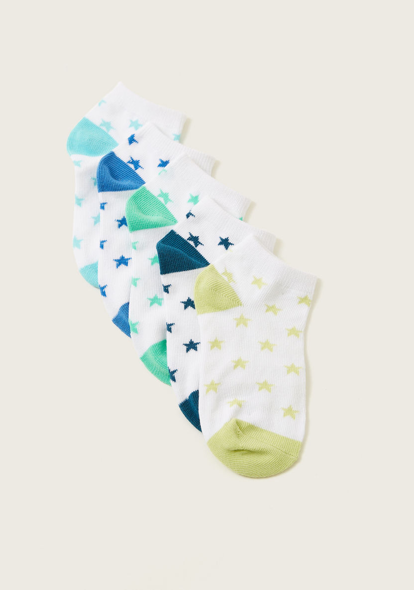 Gloo Printed Ankle Length Socks with Cuffed Hem - Set of 5-Underwear and Socks-image-1