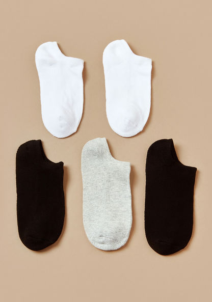 Gloo Solid Ankle-Length Socks with Cuffed Hem - Pack of 5-Socks-image-0