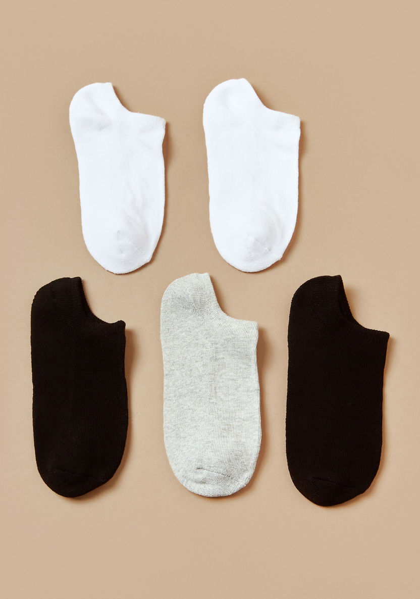 Gloo Solid Ankle-Length Socks with Cuffed Hem - Pack of 5-Underwear and Socks-image-0