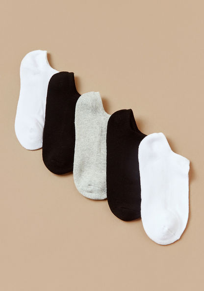 Gloo Solid Ankle-Length Socks with Cuffed Hem - Pack of 5-Socks-image-1