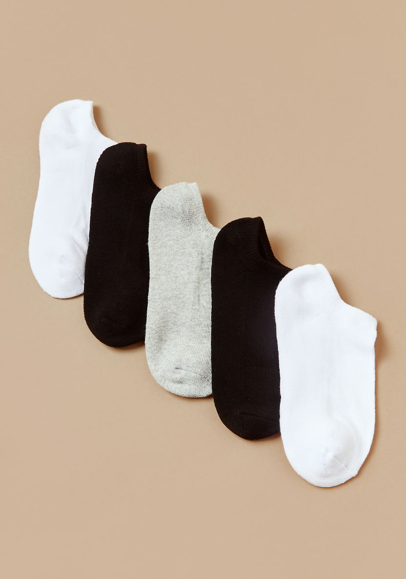 Gloo Solid Ankle-Length Socks with Cuffed Hem - Pack of 5-Socks-image-1